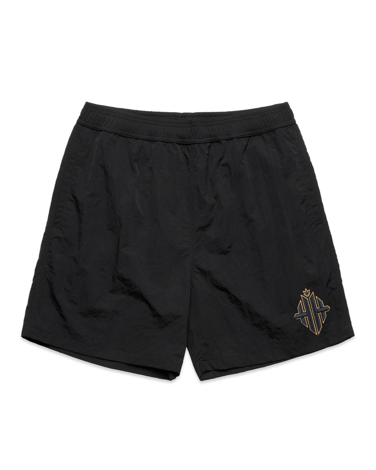 Herbman Hustlin 24k Embroidered Swim Shorts - Black/Gold