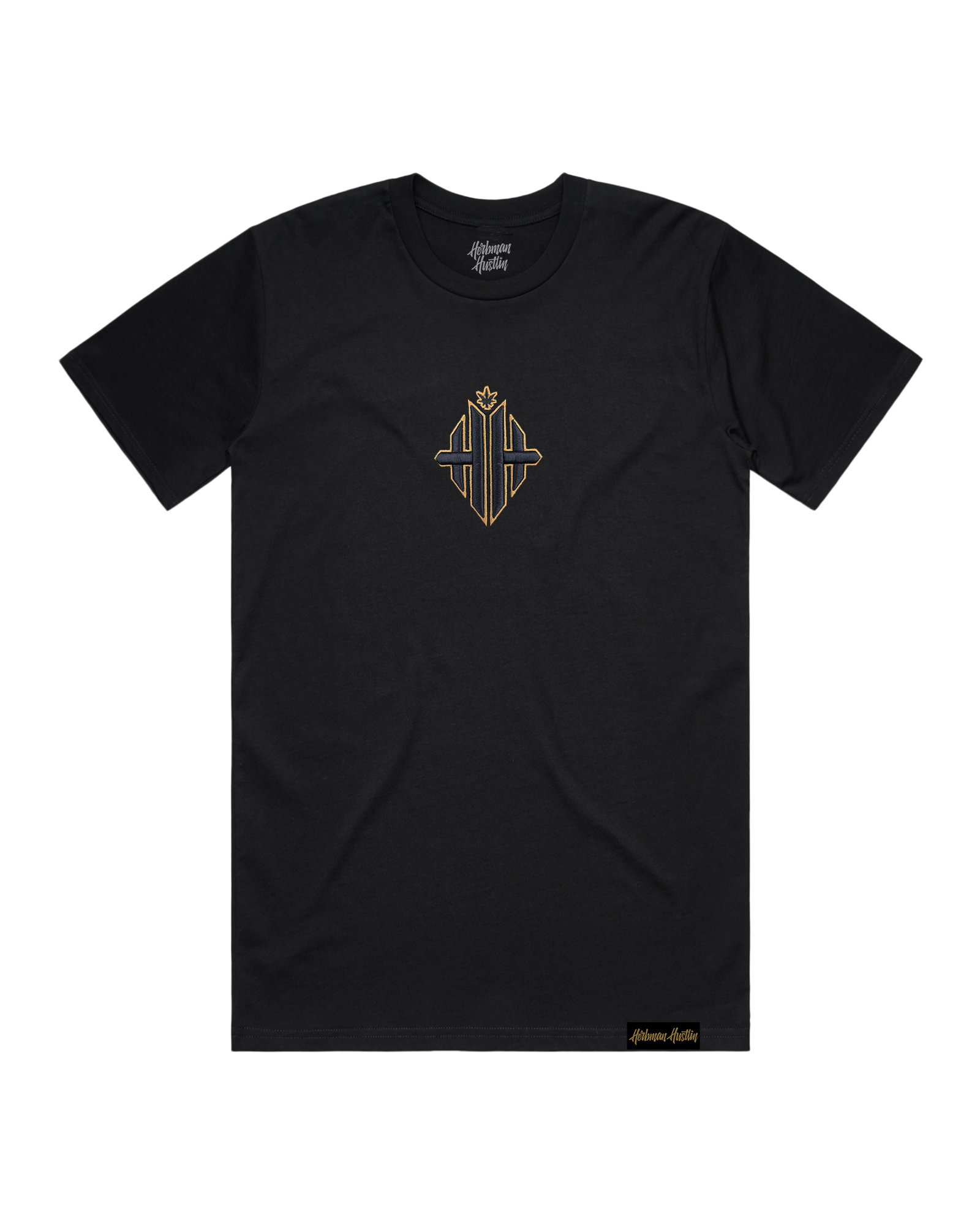 Herbman Hustlin 24K Monogram Tee - Black/Metallic Gold