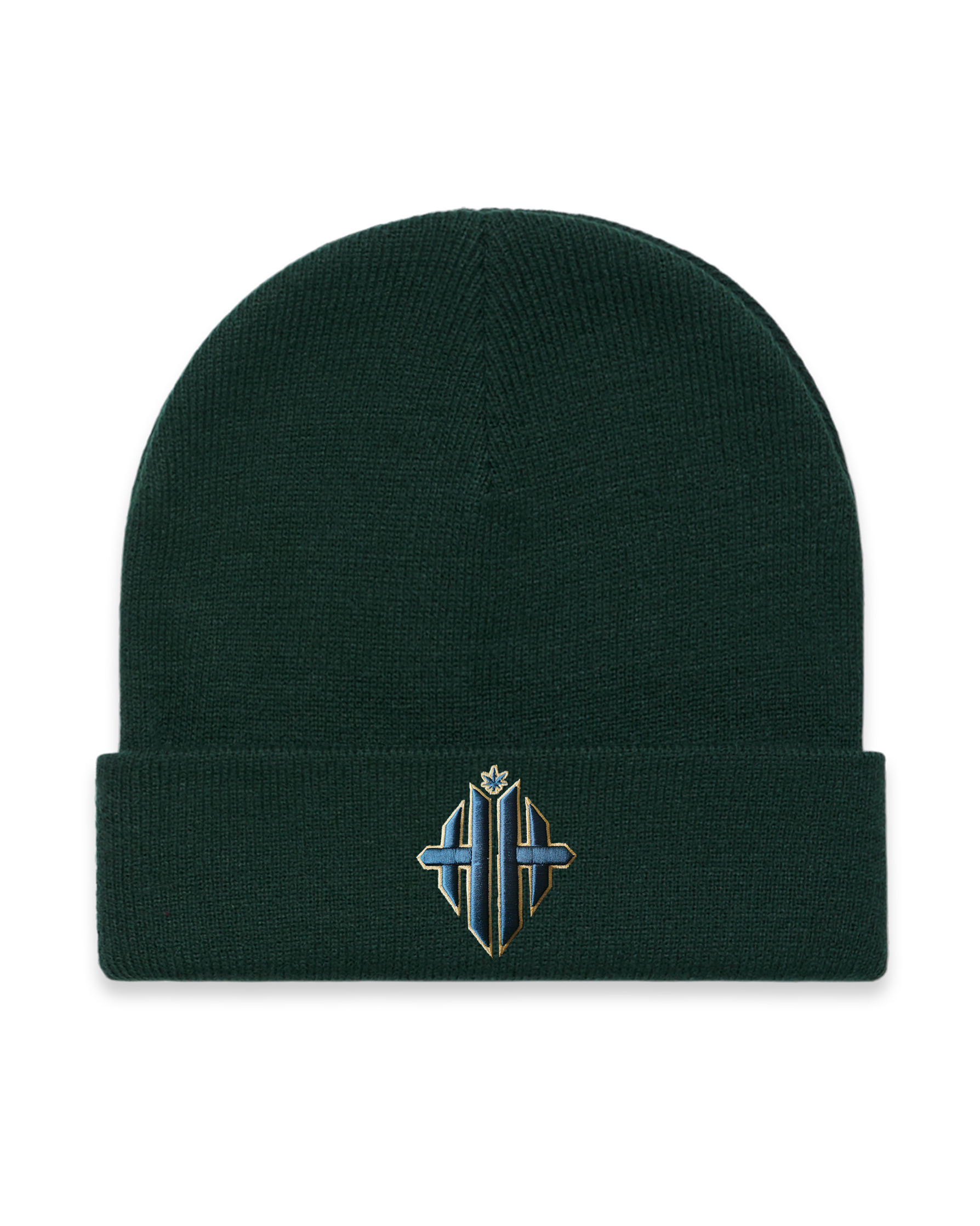 Herbman Hustlin Emerald Green Monogram Beanie - Green/Gold