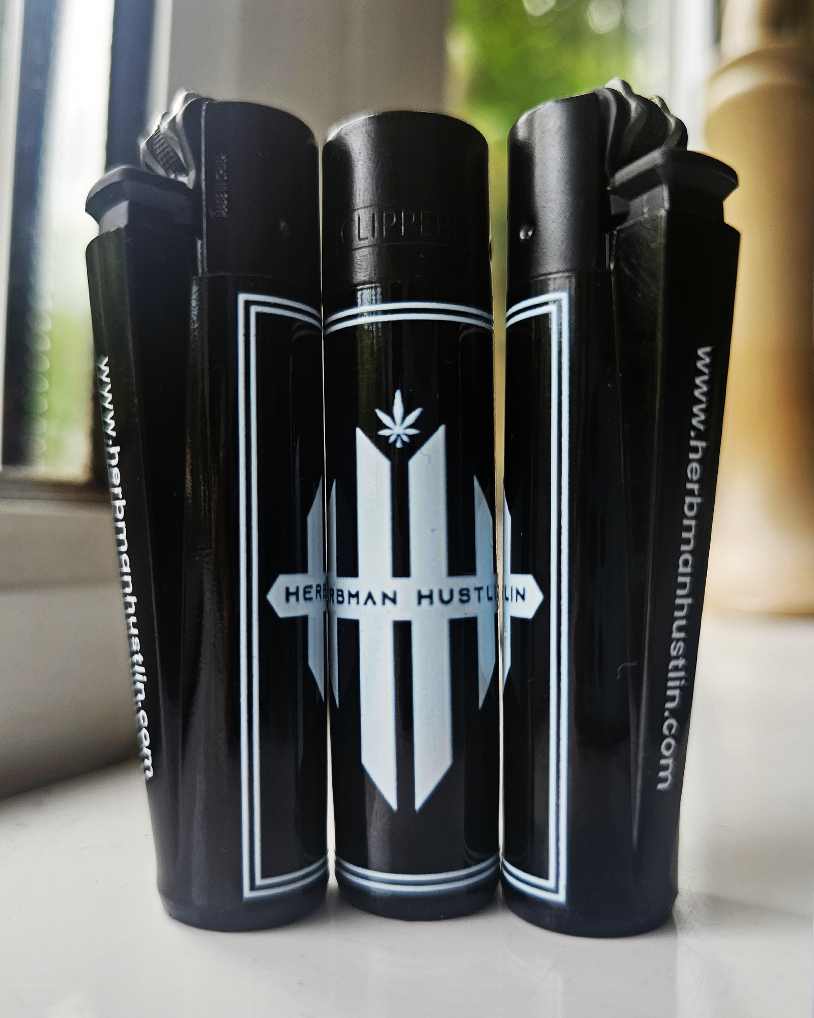 Herbman Hustlin Monogram Clipper Lighter - Black/White