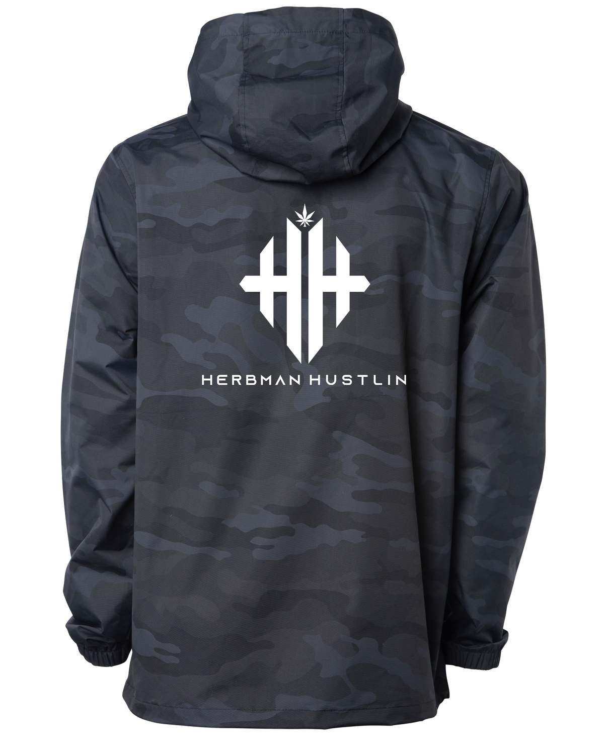 Herbman Hustlin Monogram Waterproof Windbreaker - Black Camo/White