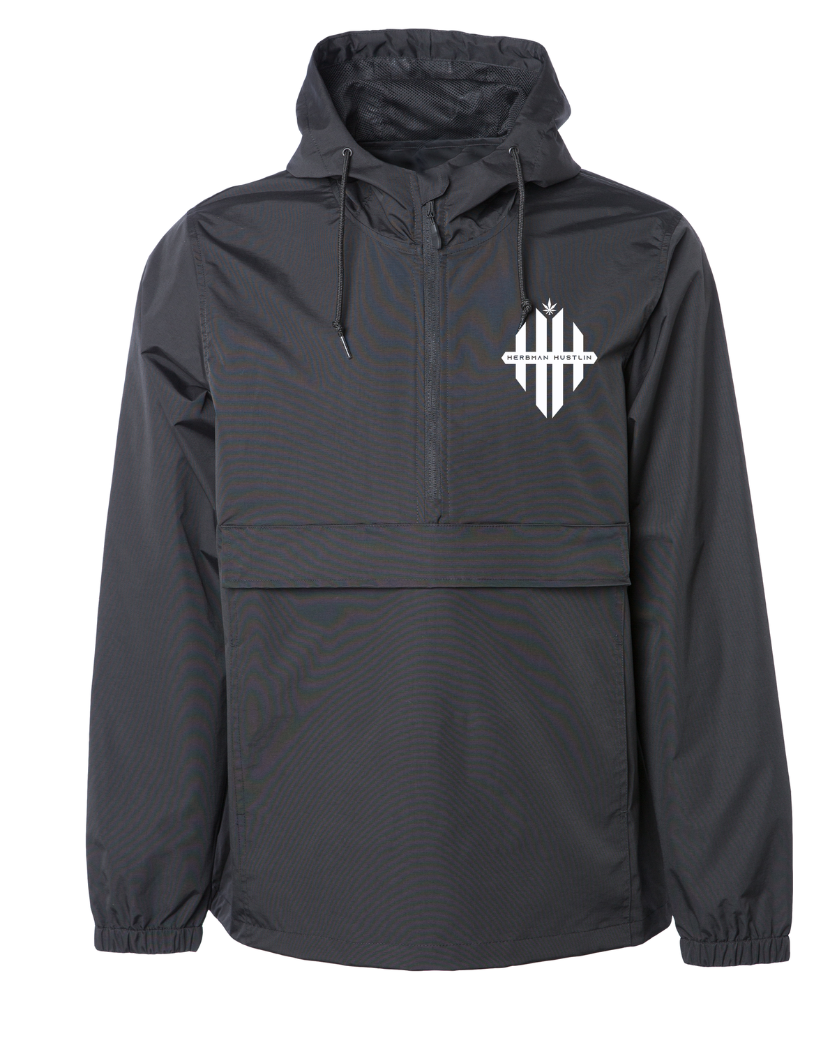 Herbman Hustlin Monogram Waterproof Windbreaker - Black/White