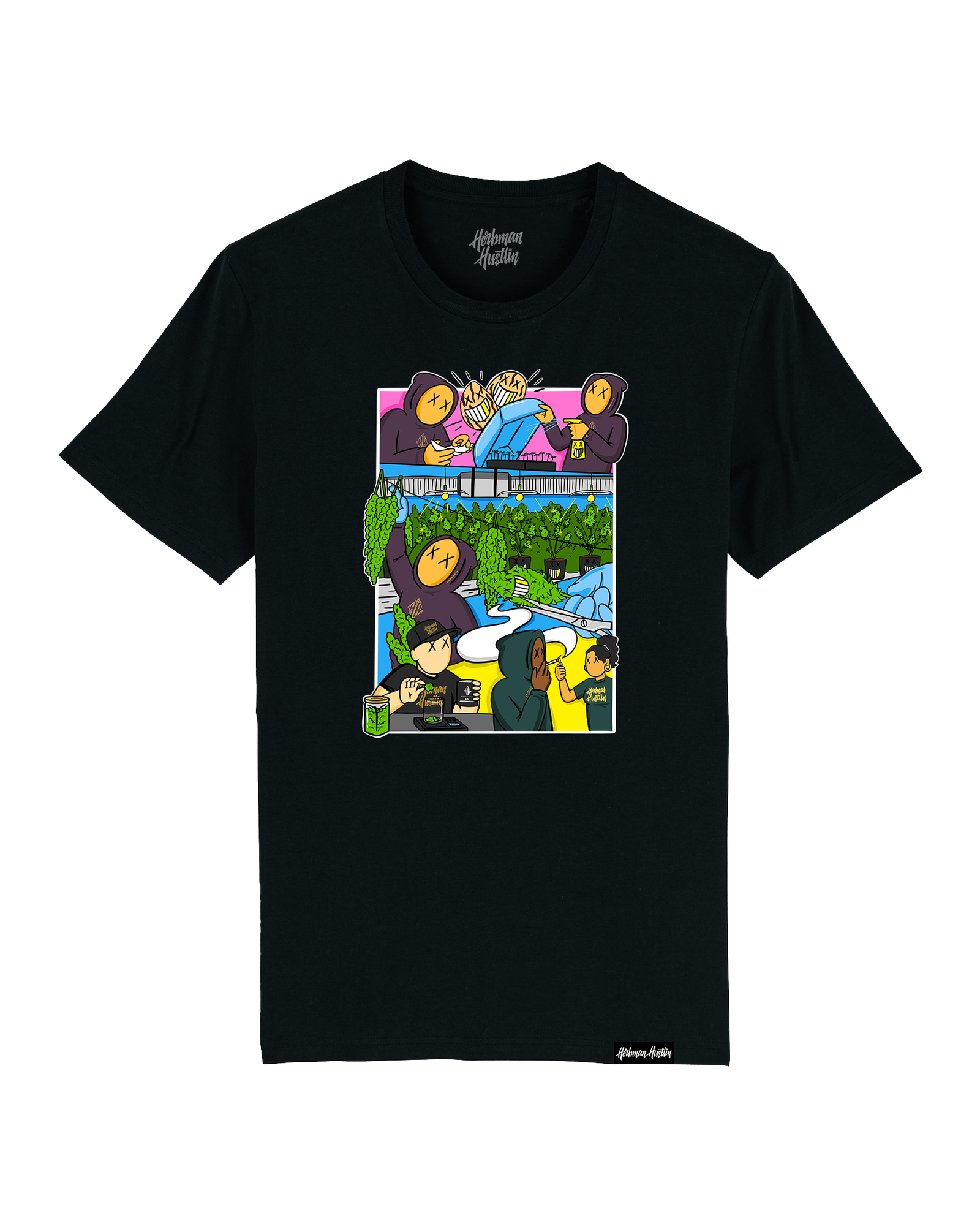 Herbman Hustlin X TRAPART: Seed to Smoke Organic Tee- Black/Colour