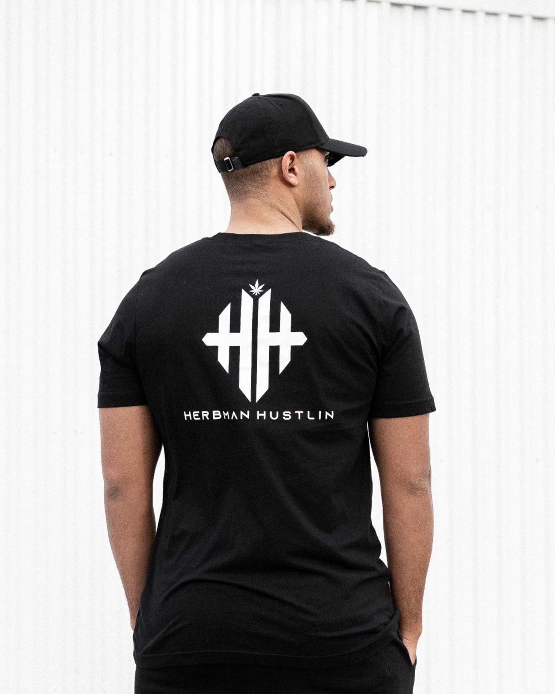 Herbman Hustlin Monogram Back Print Tee - Black/White - Back