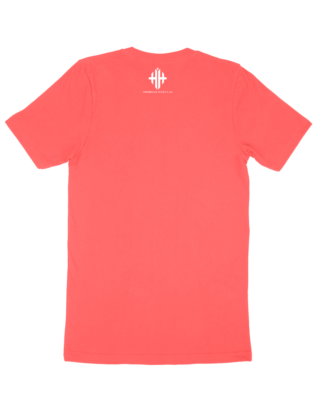 Herbman Hustlin Script Front Print Tee - Coral/White