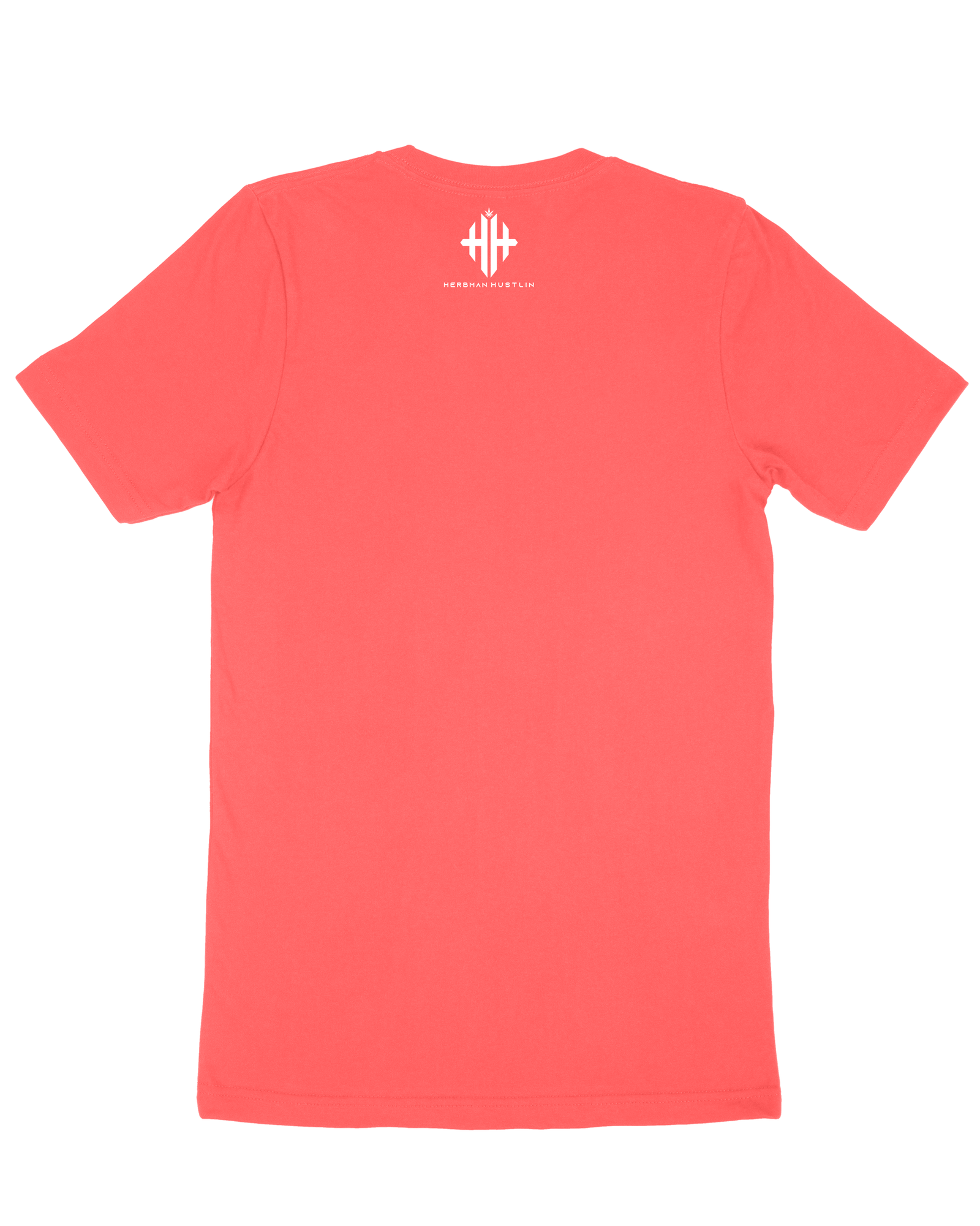 Herbman Hustlin Script Front Print Tee - Coral/White