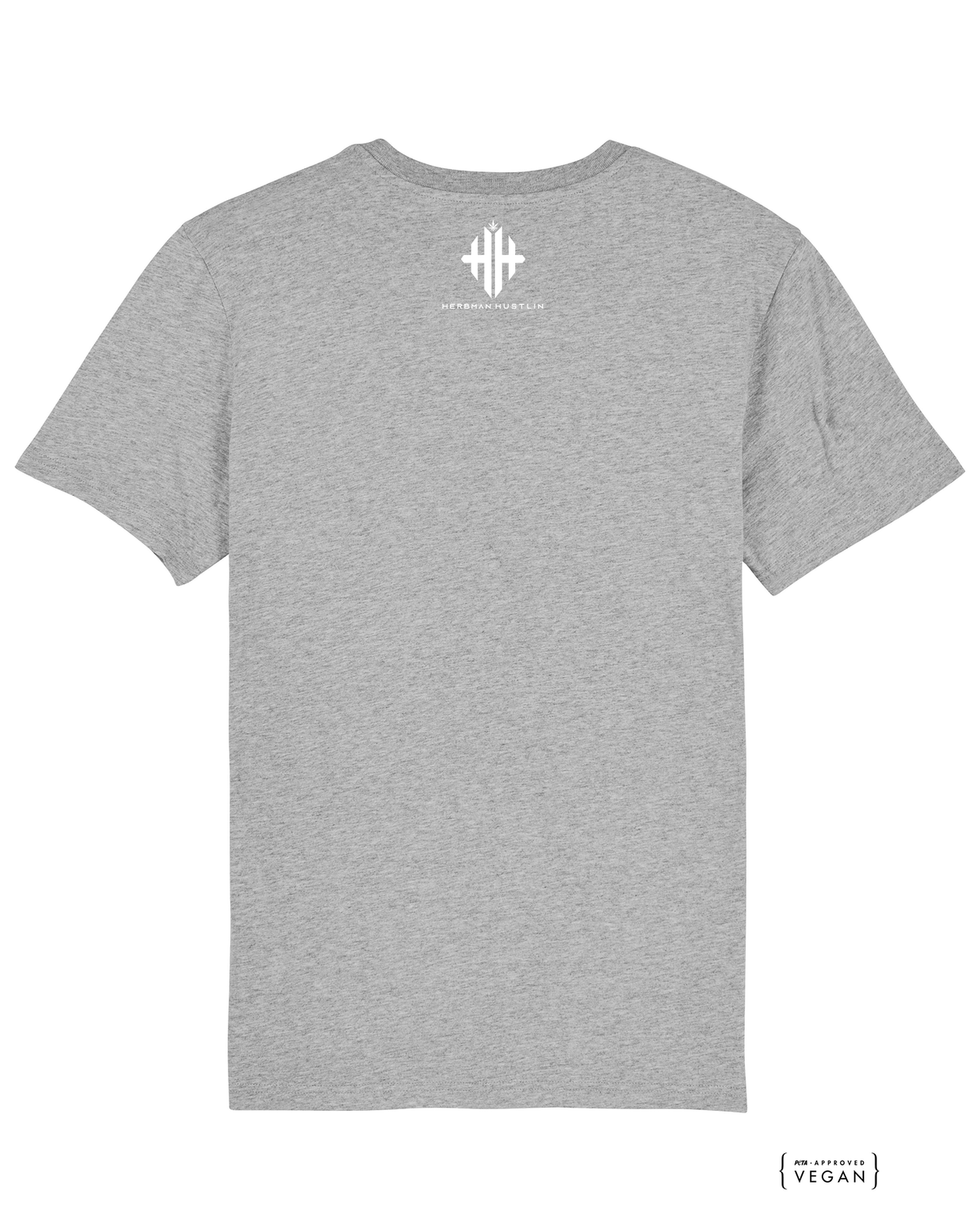 Herbman Hustlin Script Front Print Organic Tee - Grey/White