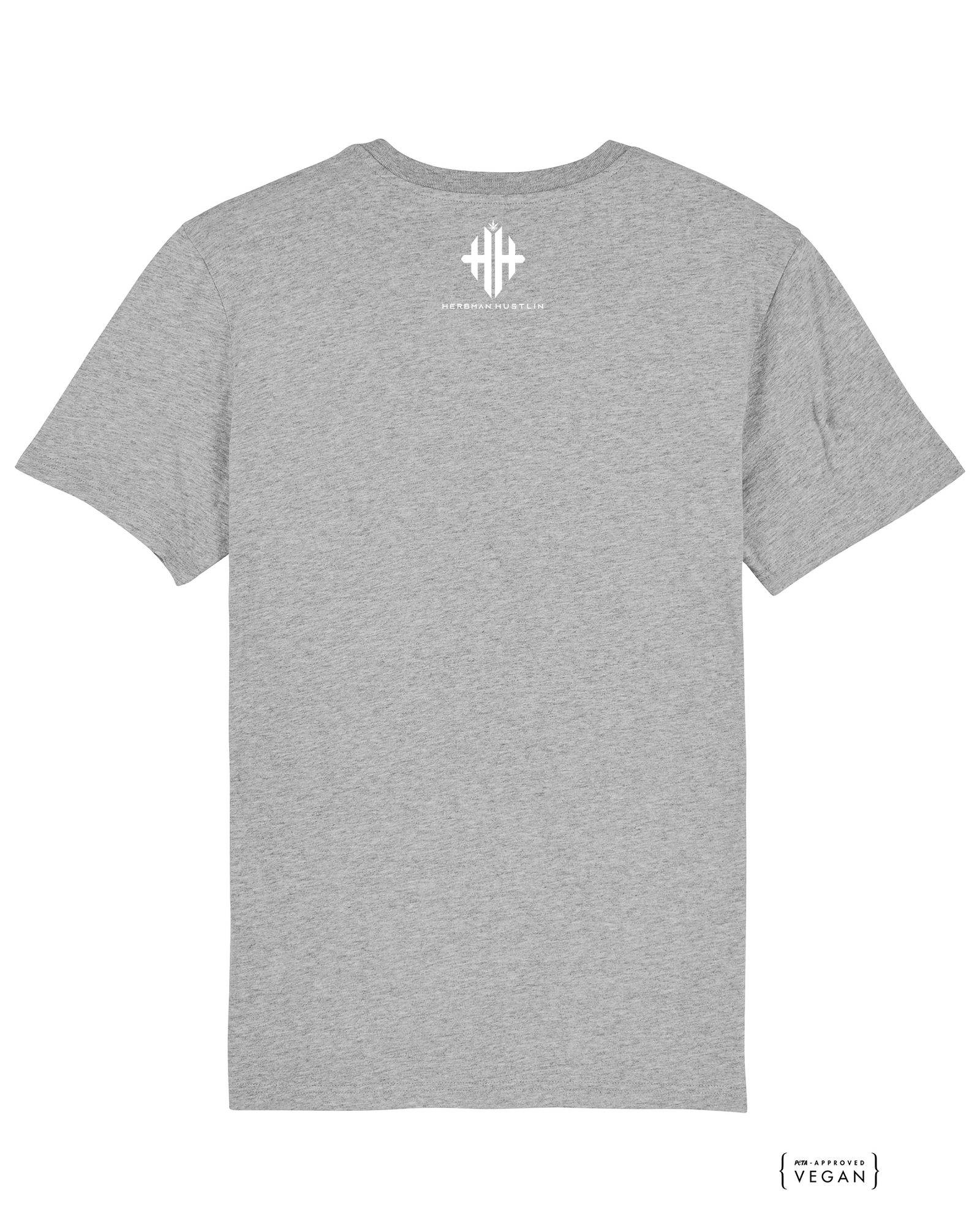 Herbman Hustlin Script Front Print Organic Tee - Grey/White
