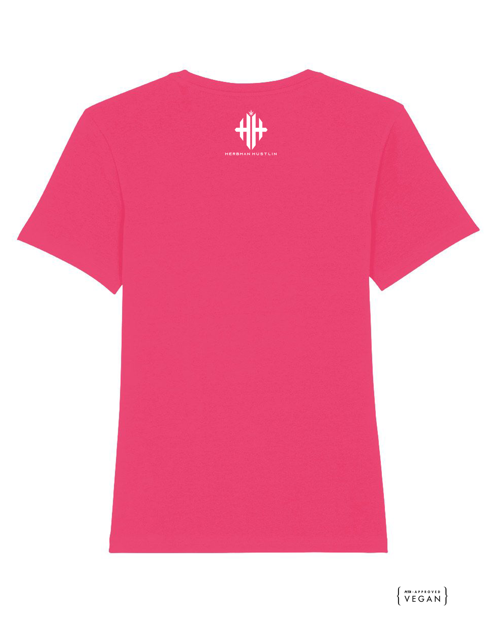 Herbman Hustlin Script Front Print Organic Tee - Hot Pink/White