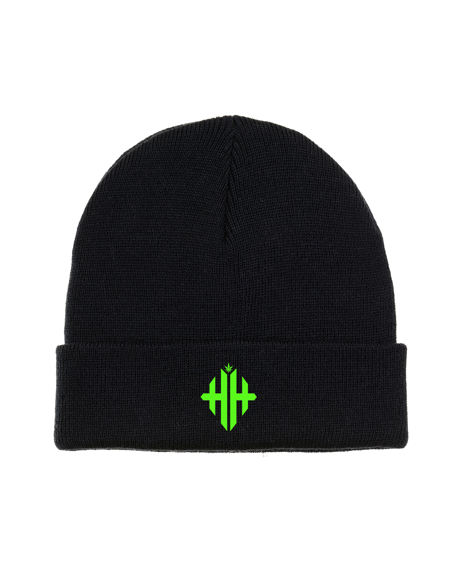 Herbman Hustlin Monogram Beanie - Black/Neon Green