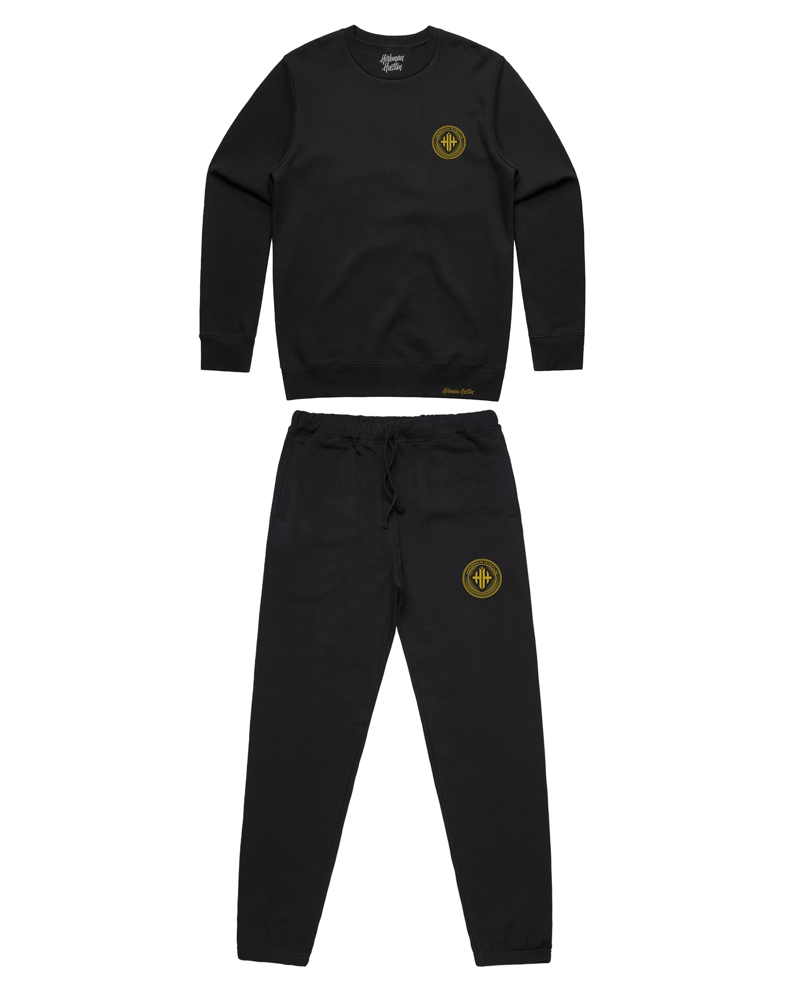 Herbman Hustlin Heavyweight PVC Patch Tracksuit - Black/Gold
