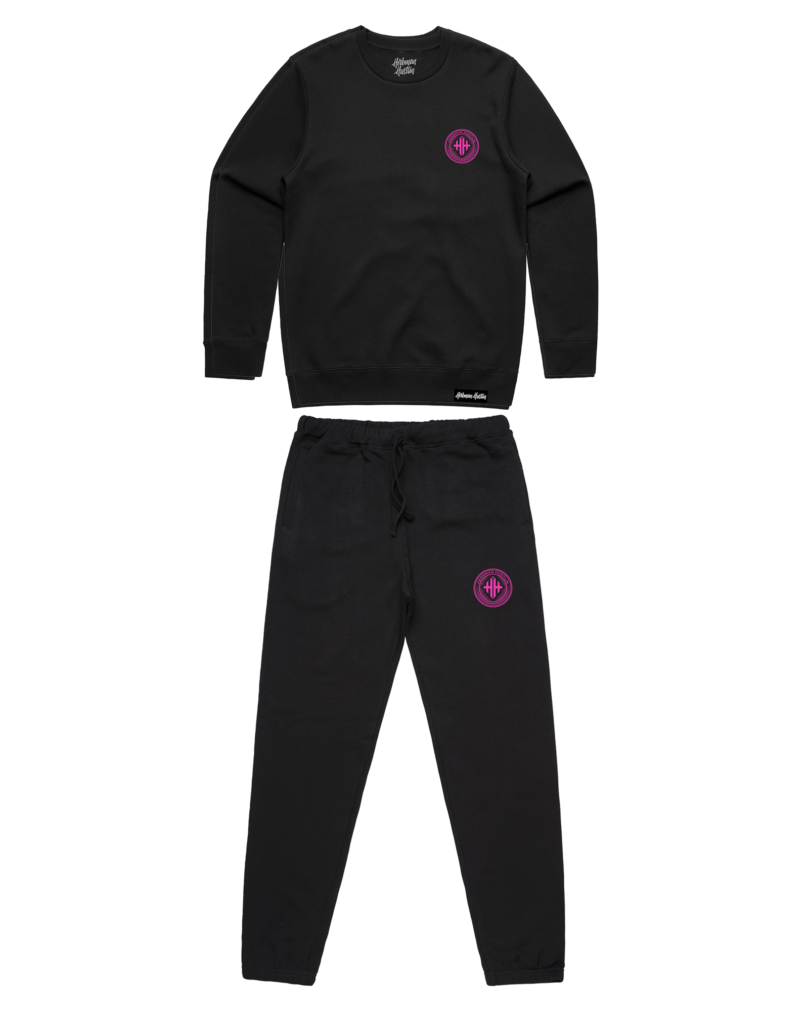 Herbman Hustlin Heavyweight PVC 3D Patch Tracksuit - Black/Pink