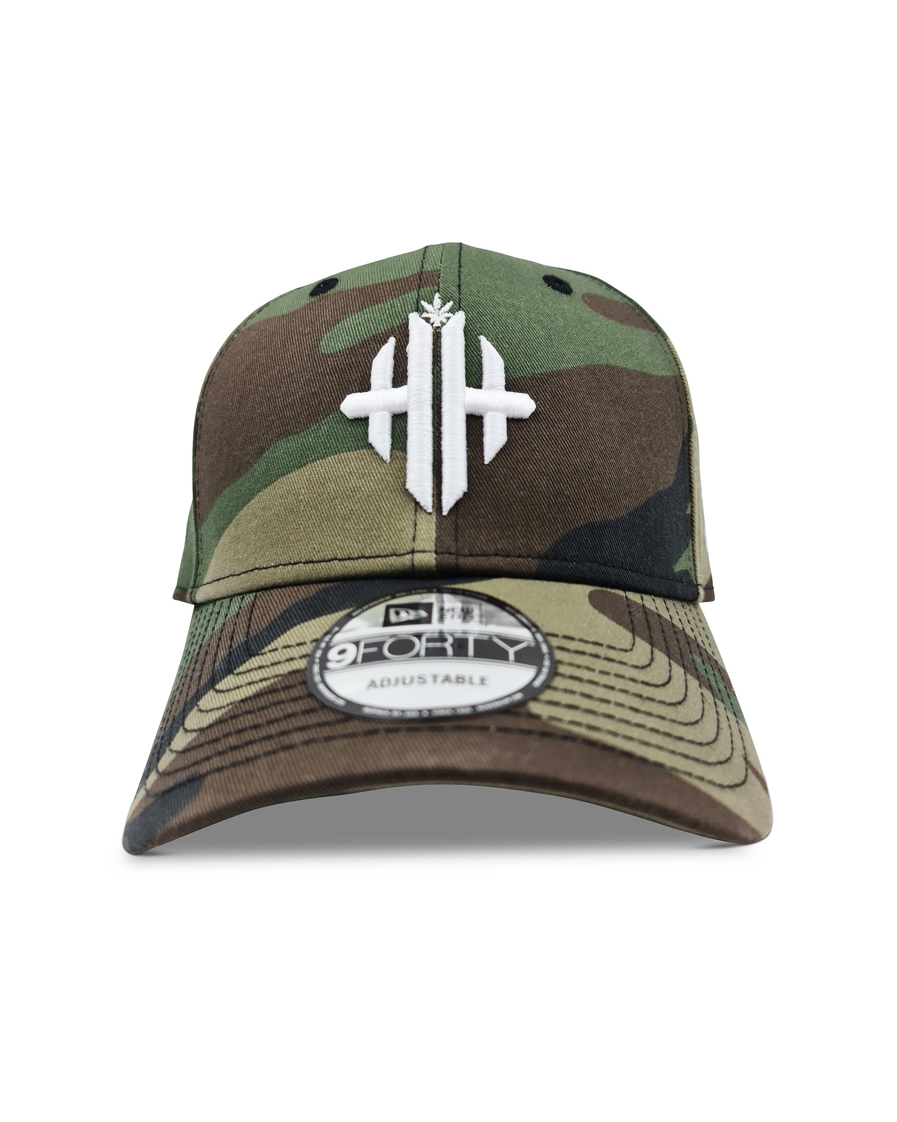 Herbman Hustlin x New Era 9FORTY® Monogram Cap - Green Camo/White - LIMITED EDITION - Front