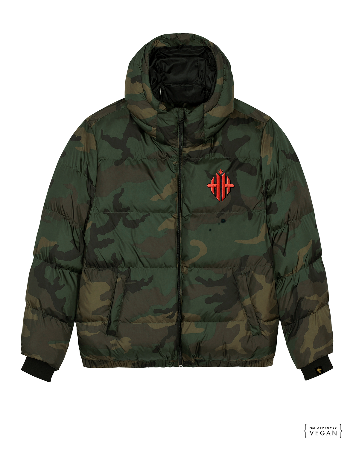 HERBMAN HUSTLIN CAMO 3D EMBROIDERED PUFFER JACKET - Camo/Orange