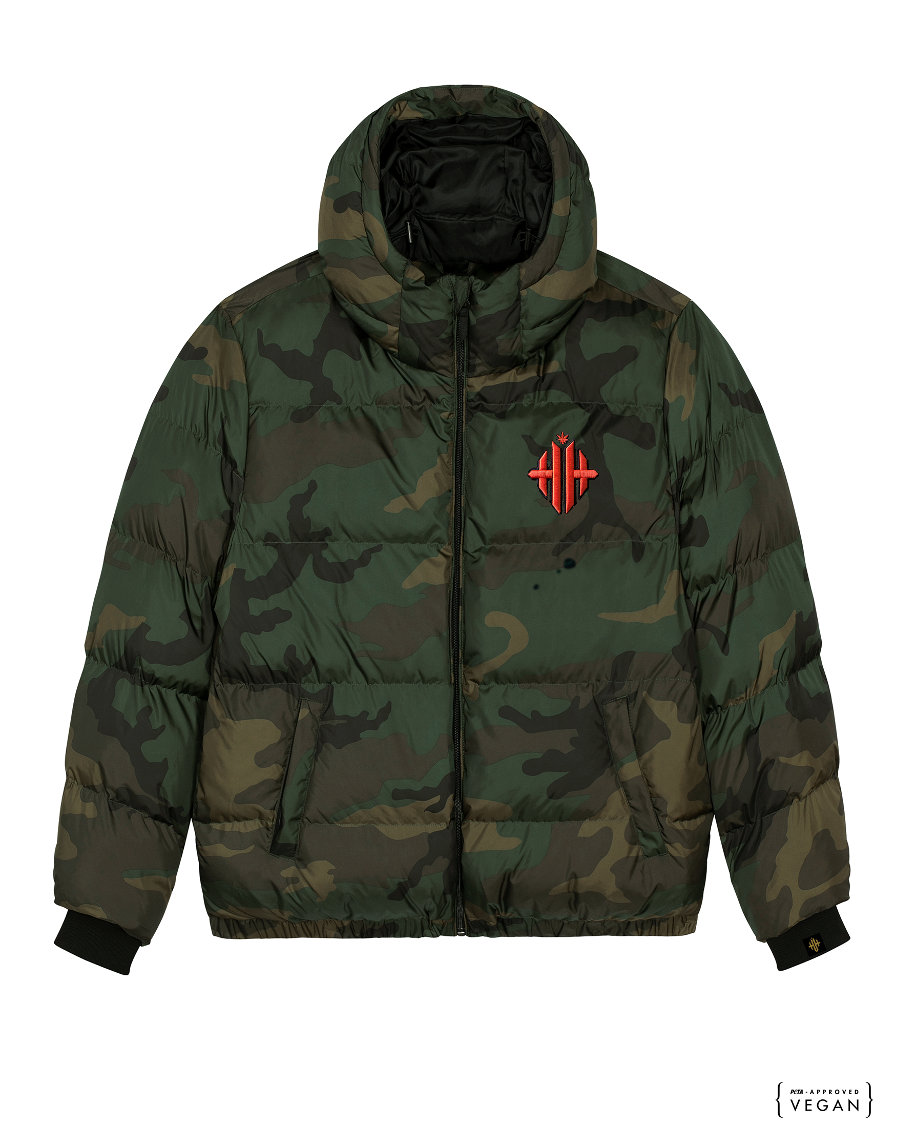 HERBMAN HUSTLIN CAMO 3D EMBROIDERED PUFFER JACKET - Camo/Orange