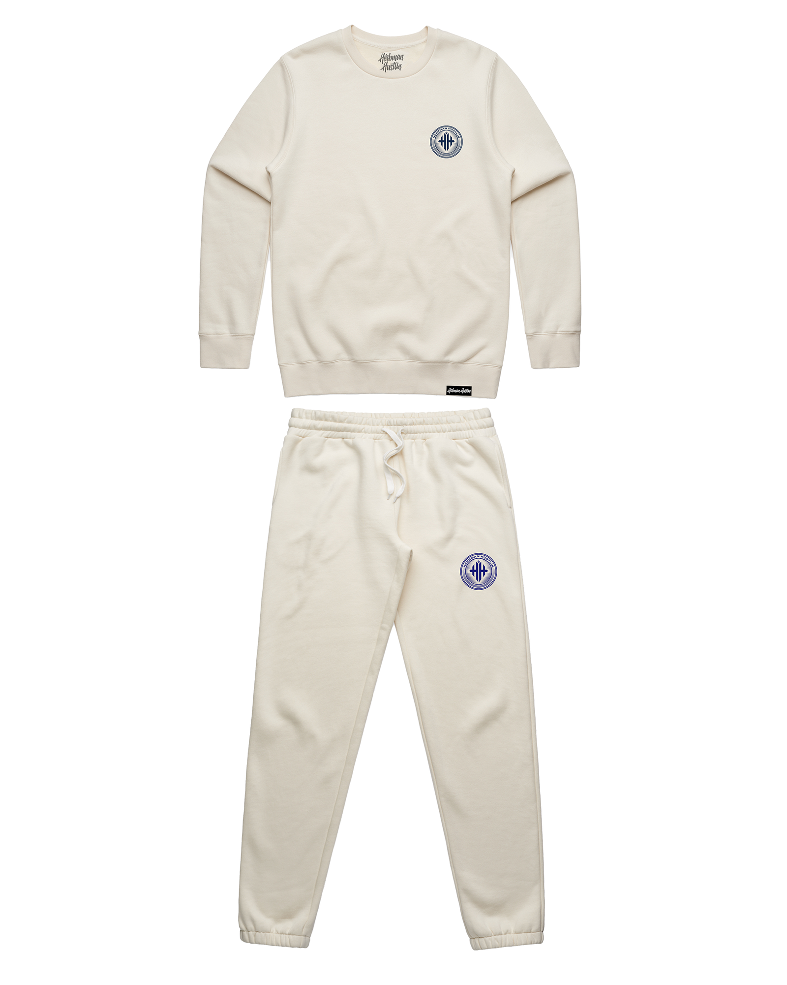 Herbman Hustlin Heavyweight PVC 3D Patch Tracksuit - Cream/Blue