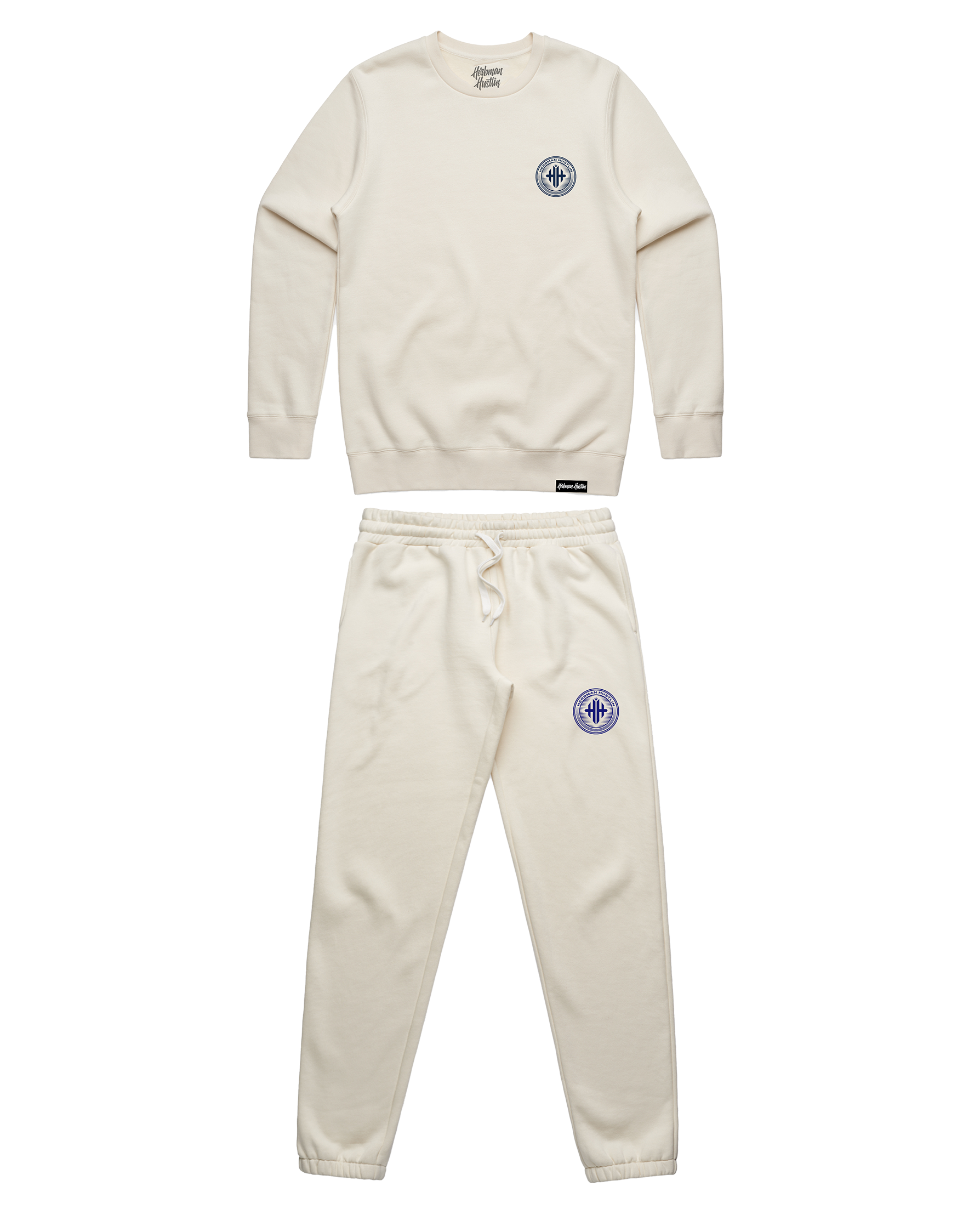 Herbman Hustlin Heavyweight PVC 3D Patch Tracksuit - Cream/Blue