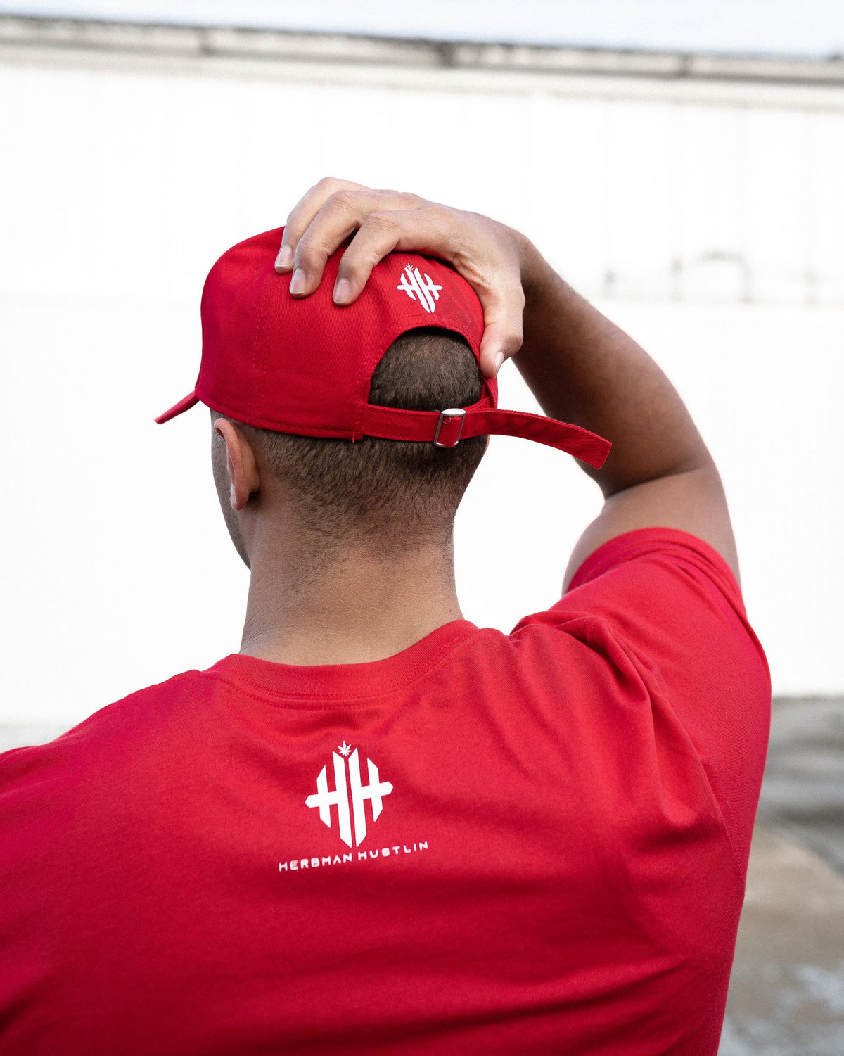 Herbman Hustlin Script Front Print Tee - Red/White - Back