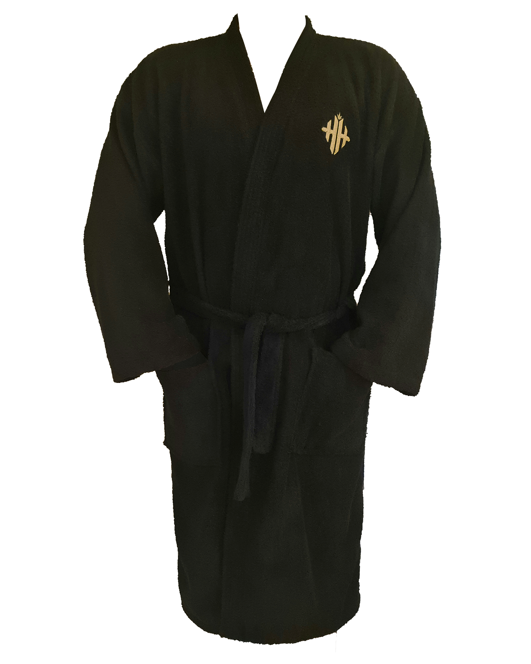 Monogram 'High Hefner' Unisex Bath Robe - Black/Metallic Gold