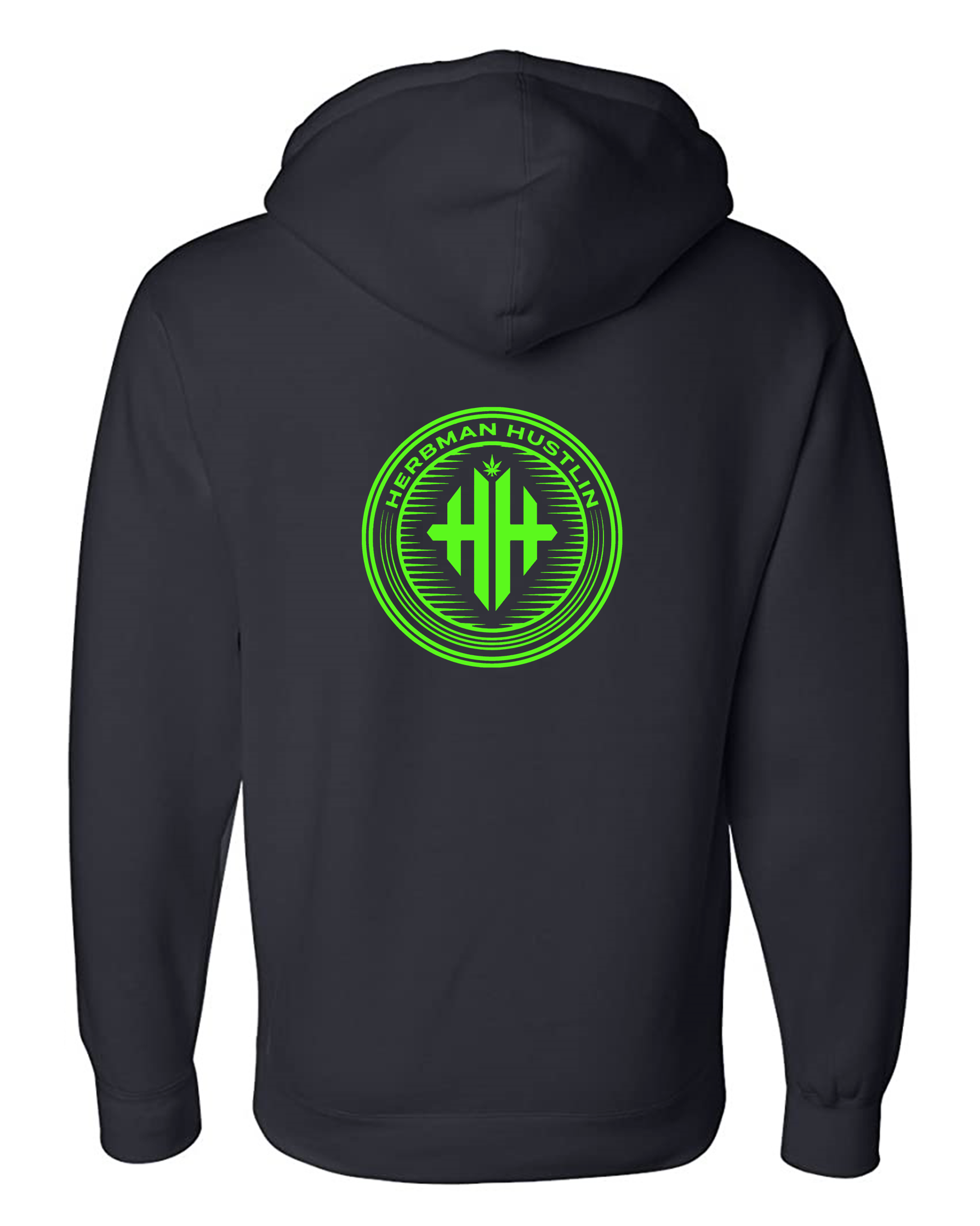 Herbman Hustlin Monogram Emblem Heavyweight Hoodie - Black/Glow in the Dark