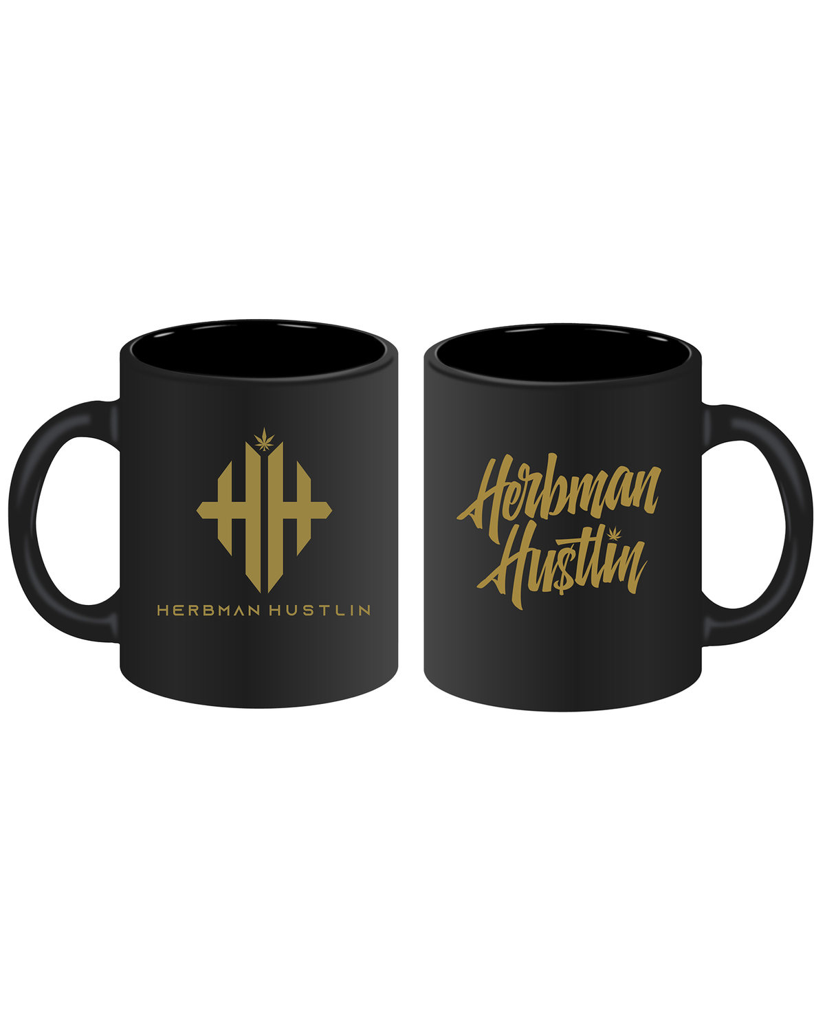 Herbman Hustlin Logo Mug - Black/Gold