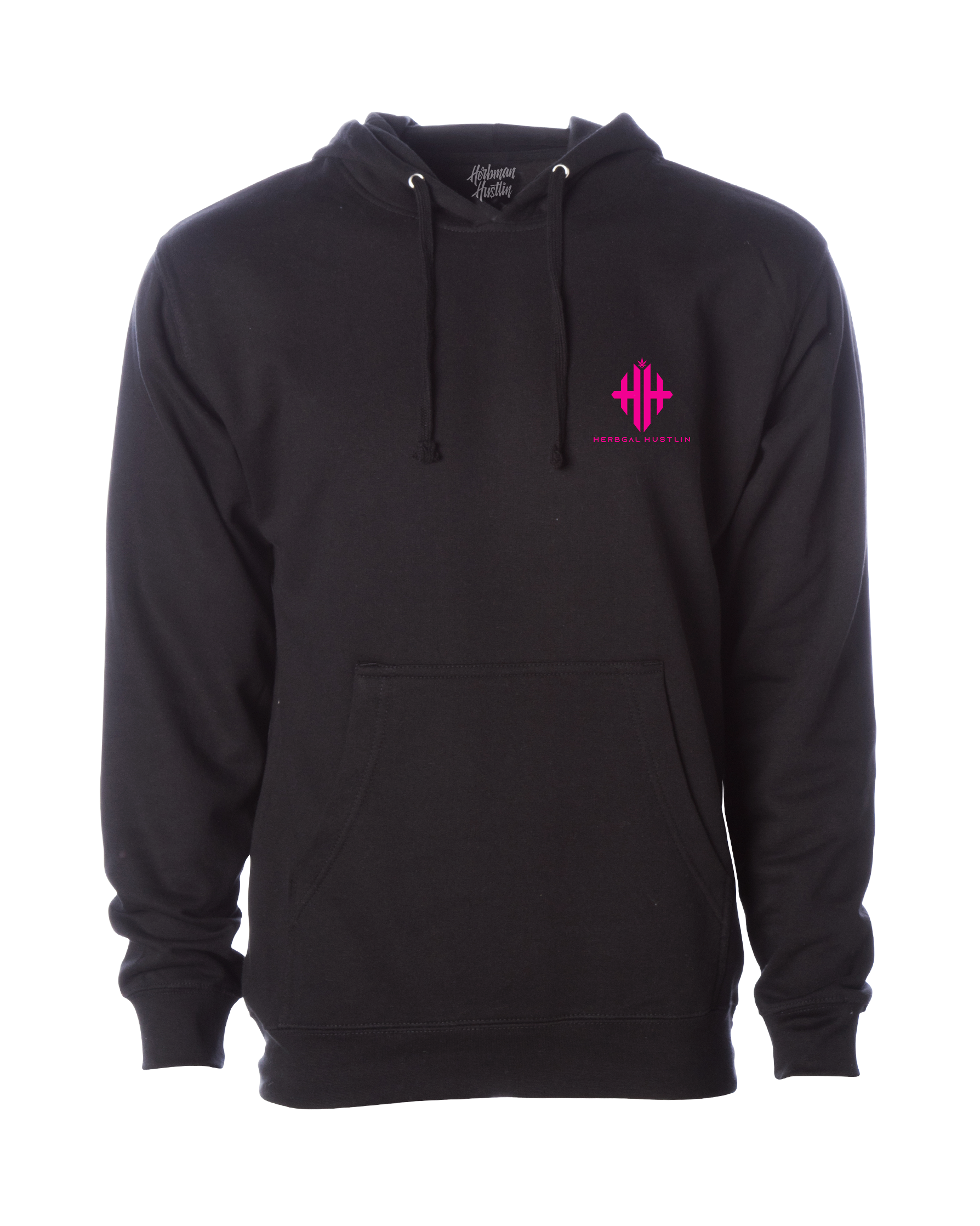 Herbgal Hustlin Midweight Script Hoodie - Black/Pink