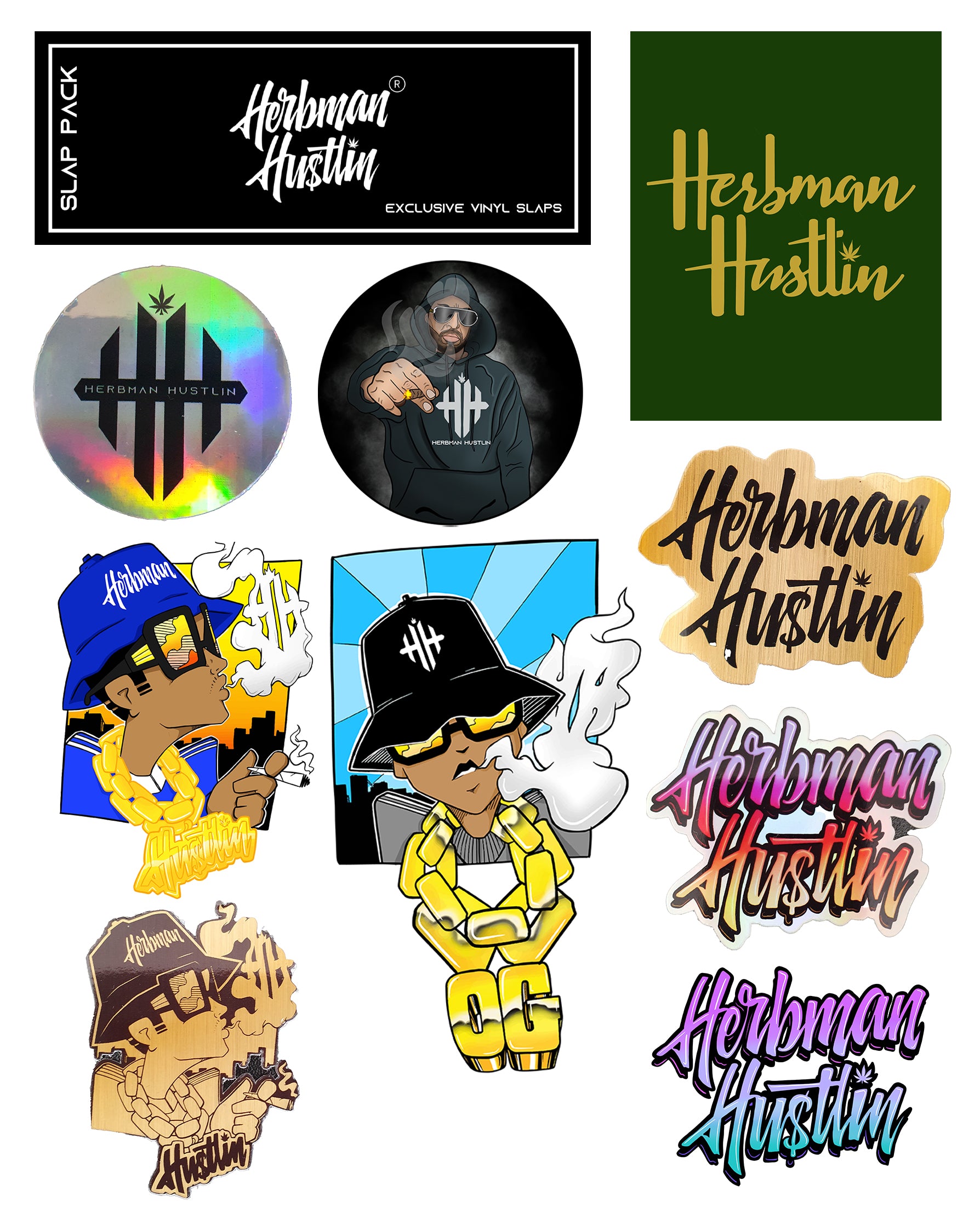 Herbman Hustlin Assorted 9 Sticker Slap Pack