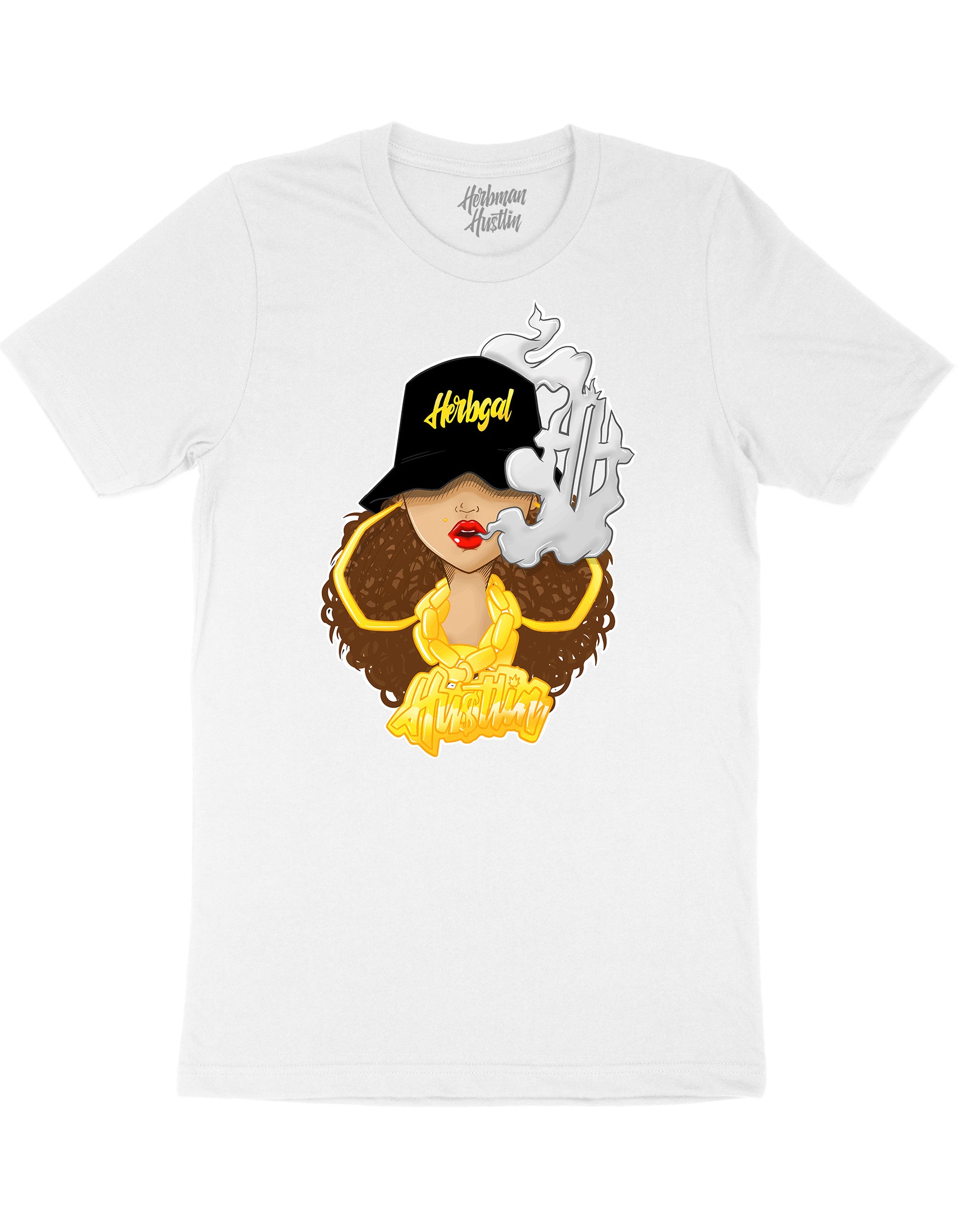 Herbgal Hustlin OG Front Print Tee - White/Colour - Front