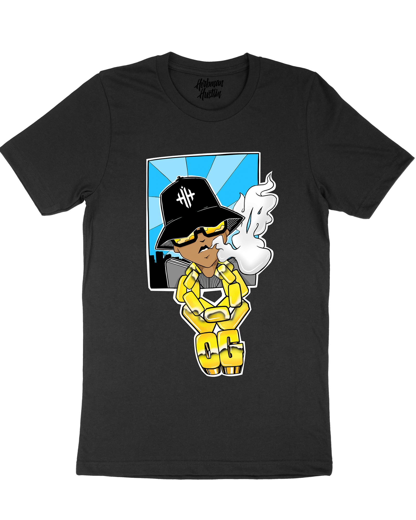 Herbman Hustlin OG Front Print Tee - Black/Colour - Front