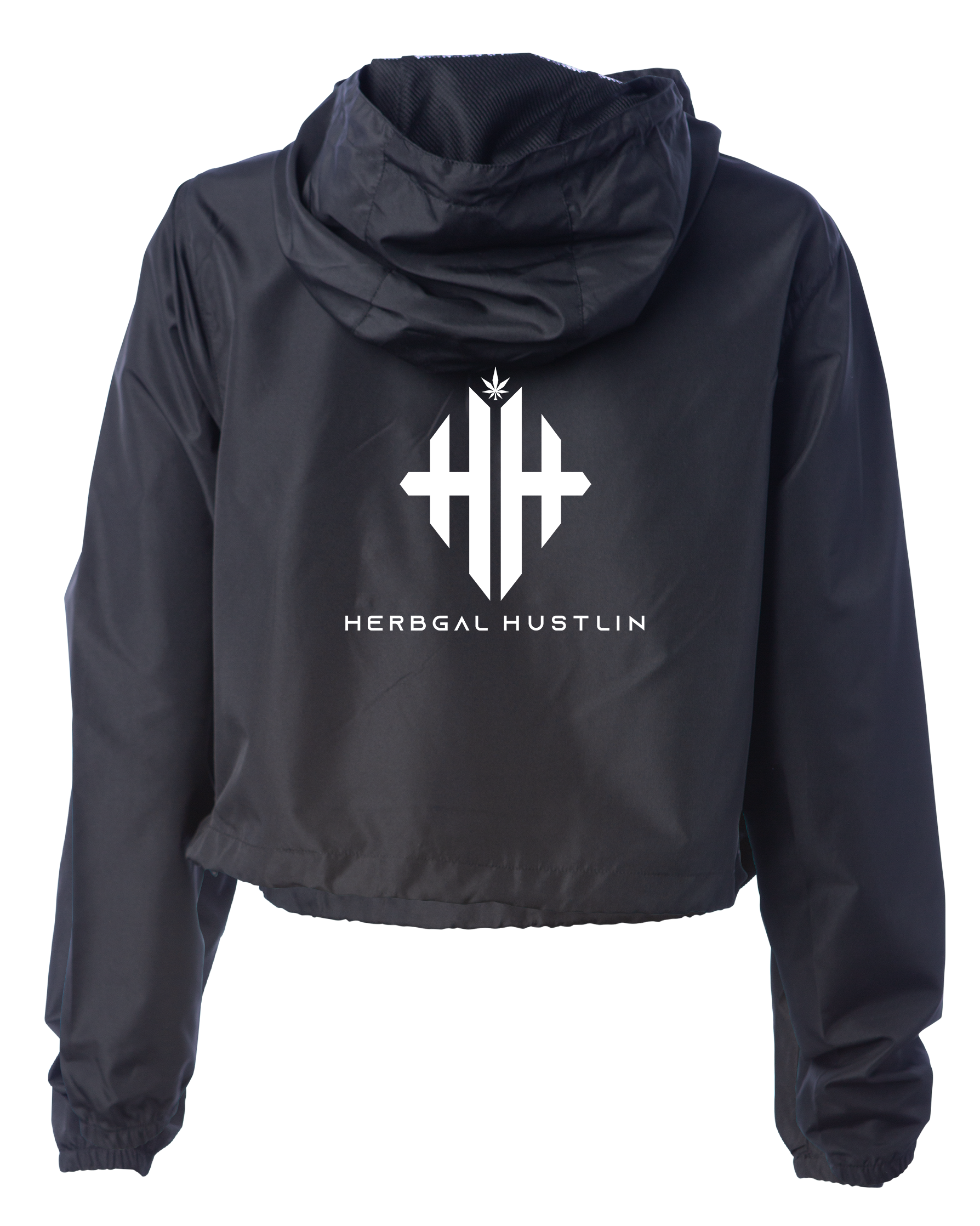 Herbgal Hustlin Cropped Windbreaker - Black/White