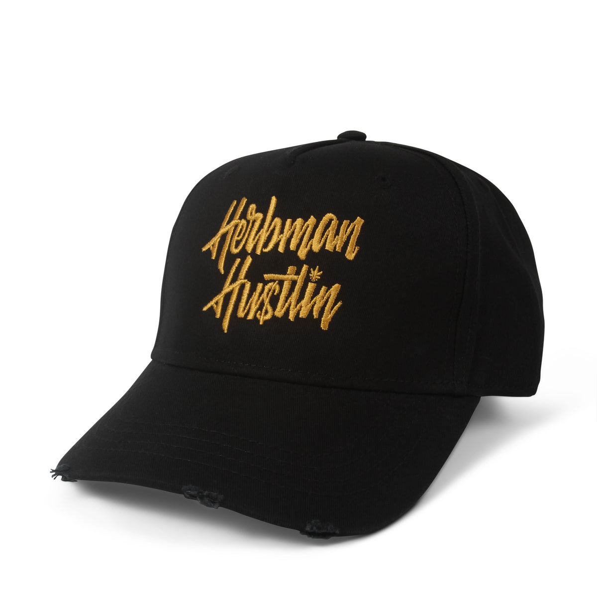 Herbman Hustlin Script Cap - Black/Gold - Front