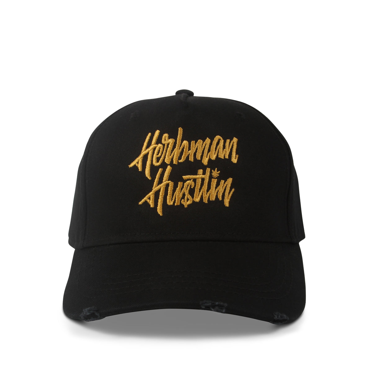 Herbman Hustlin Script Cap - Black/Gold - Front