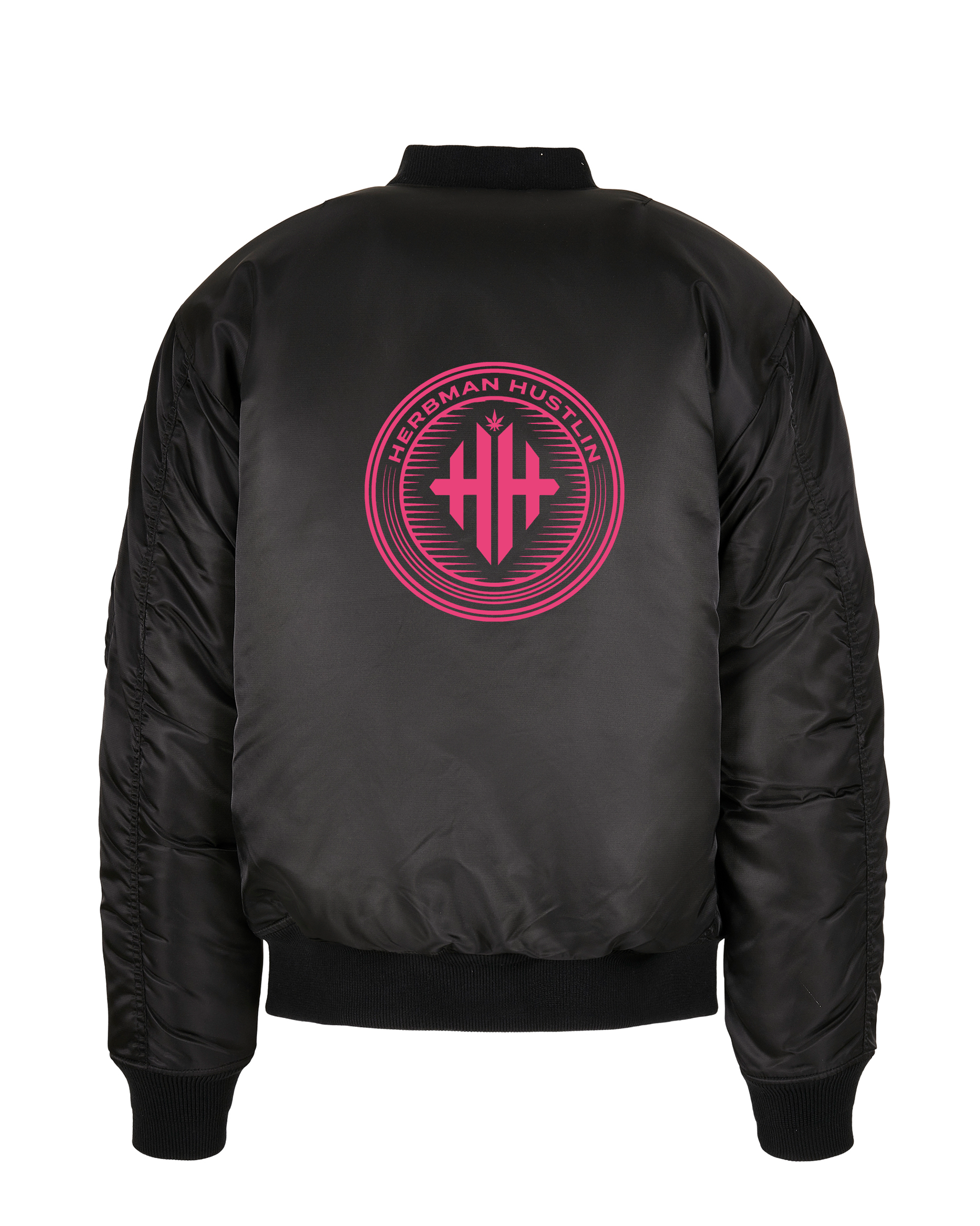 HERBMAN HUSTLIN EMBOIDERED BOMBER JACKET BLACK/PINK