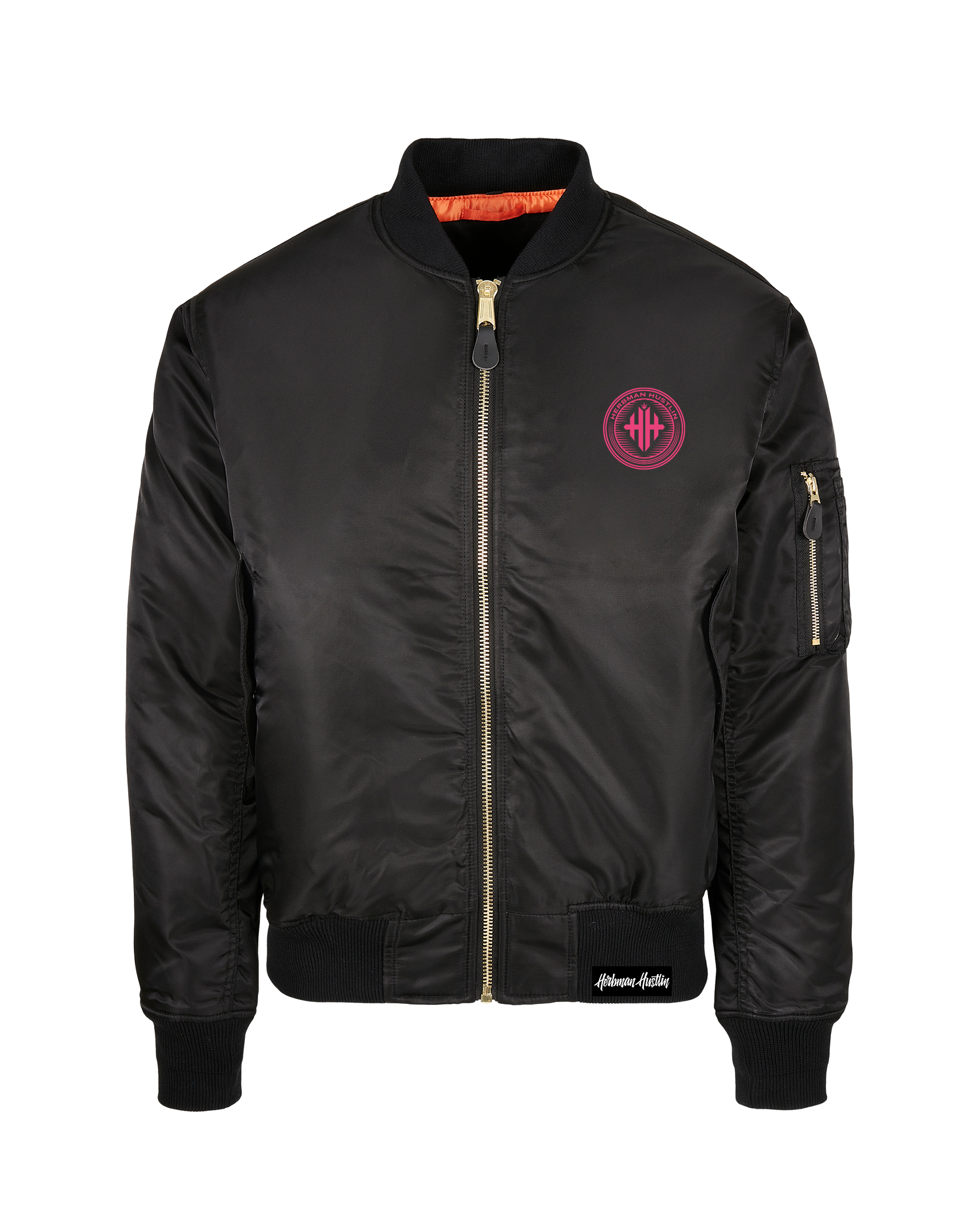 HERBMAN HUSTLIN EMBOIDERED BOMBER JACKET BLACK/PINK