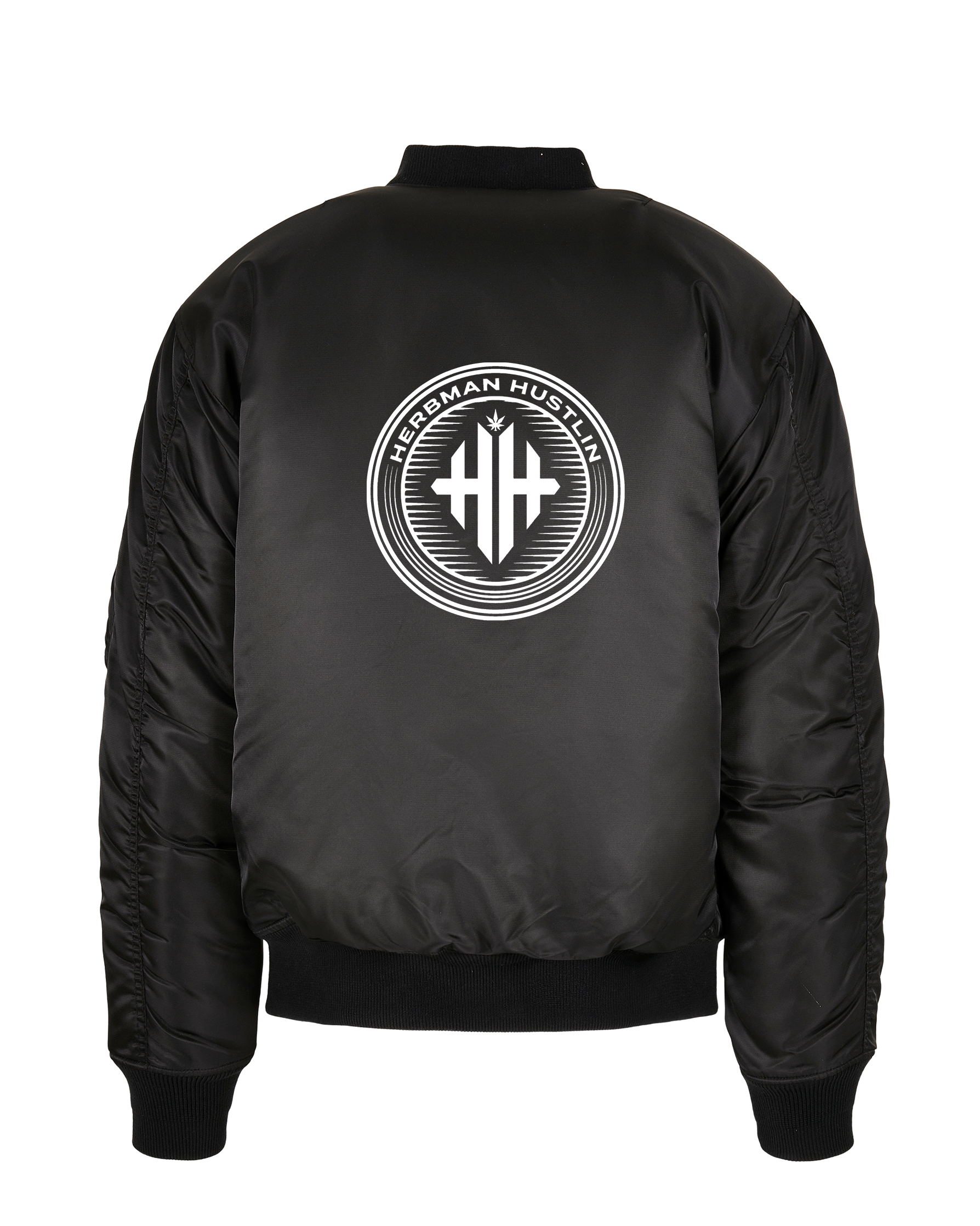 HERBMAN HUSTLIN EMBOIDERED BOMBER JACKET BLACK/WHITE