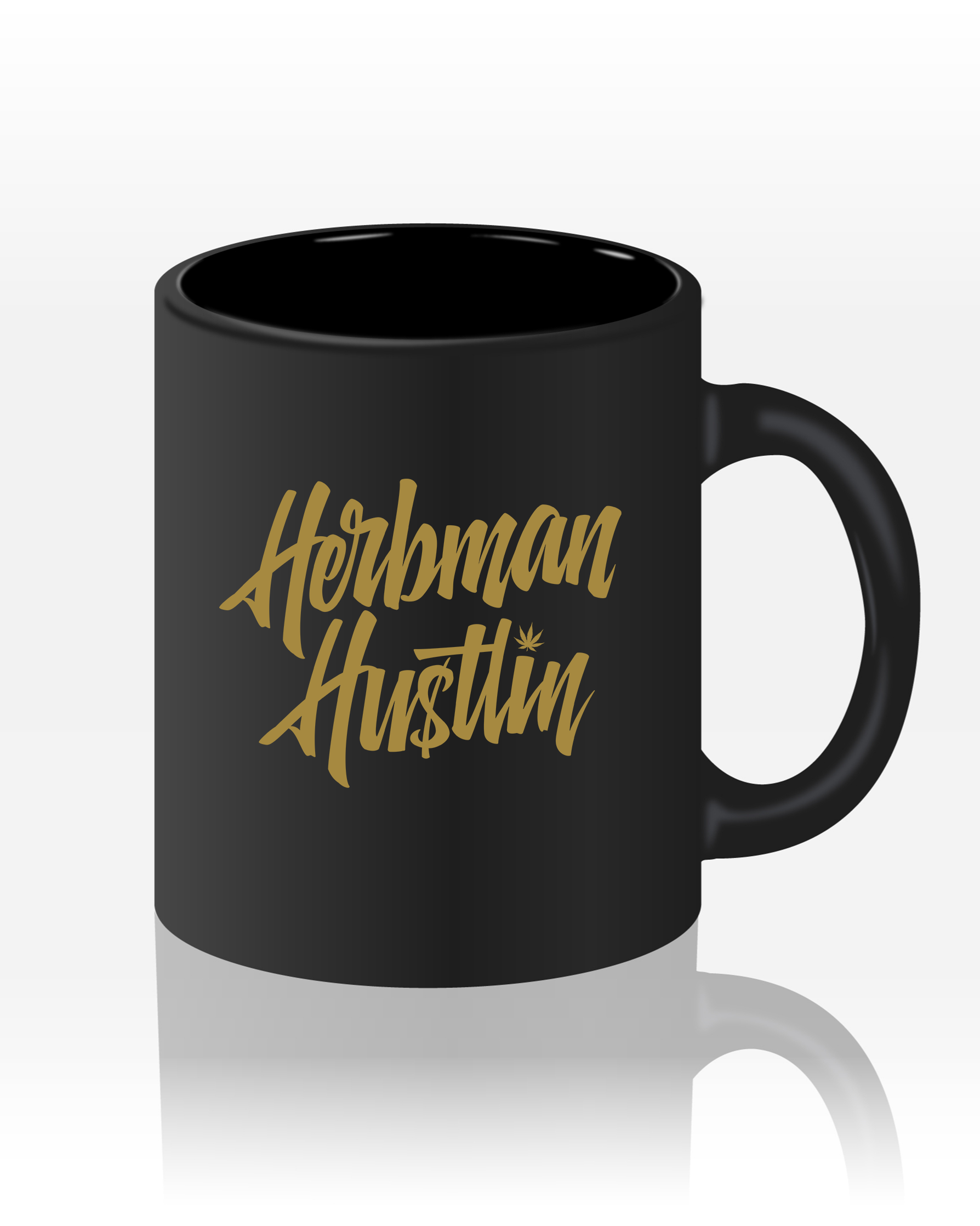 Herbman Hustlin Logo Mug - Black/Gold