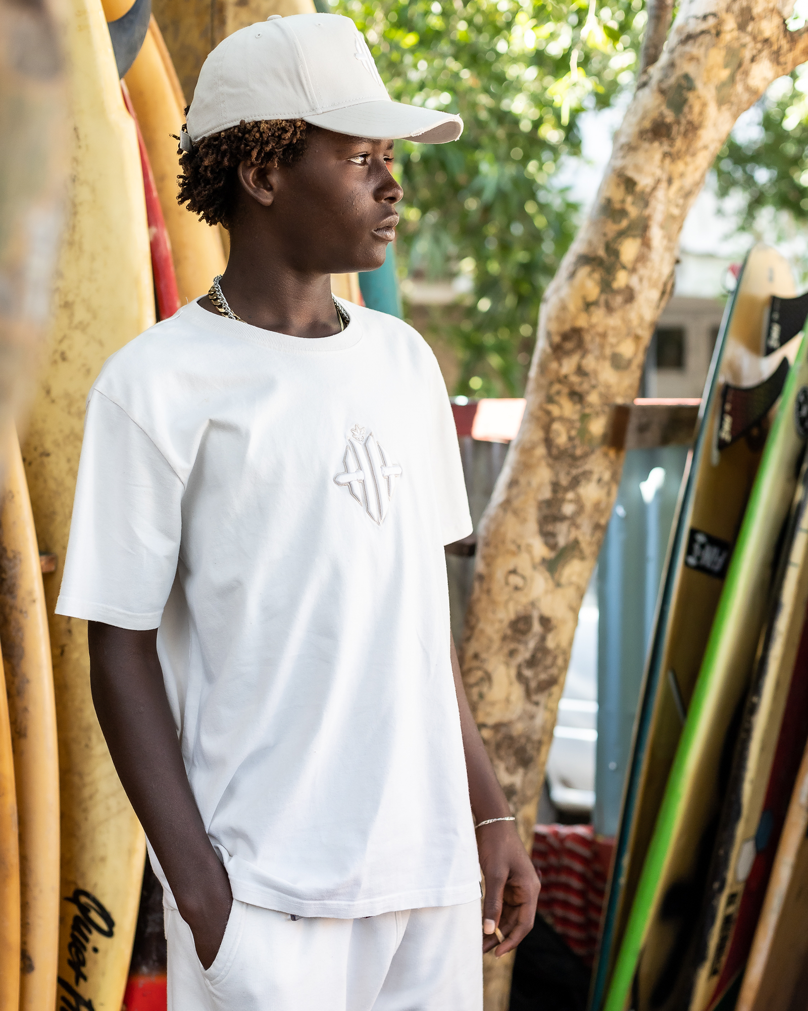 Herbman Hustlin Platinum Monogram Organic Short Set - Cream/Platinum