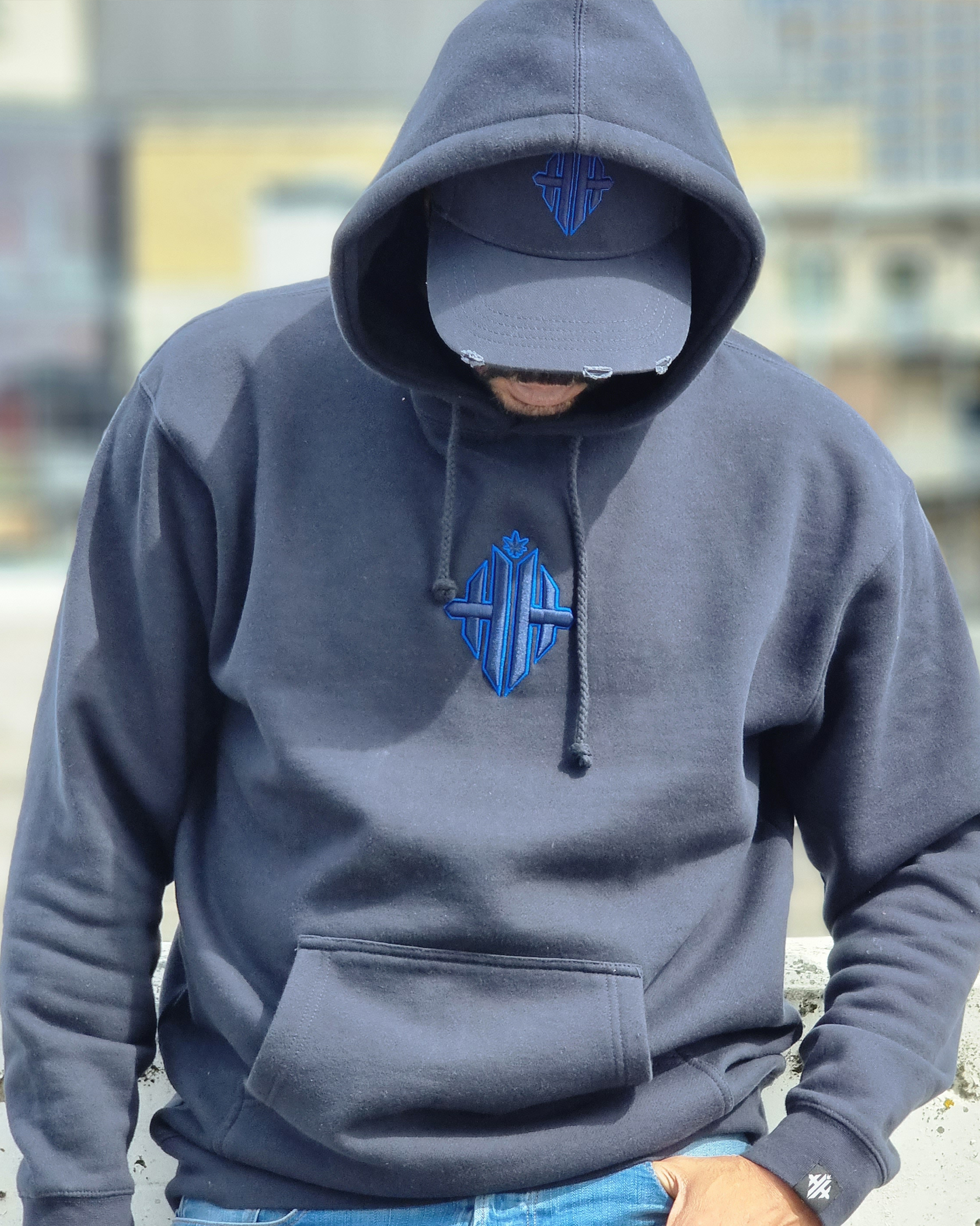 Herbman Hustlin Sapphire Monogram Hoodie - Navy/Galaxy Blue