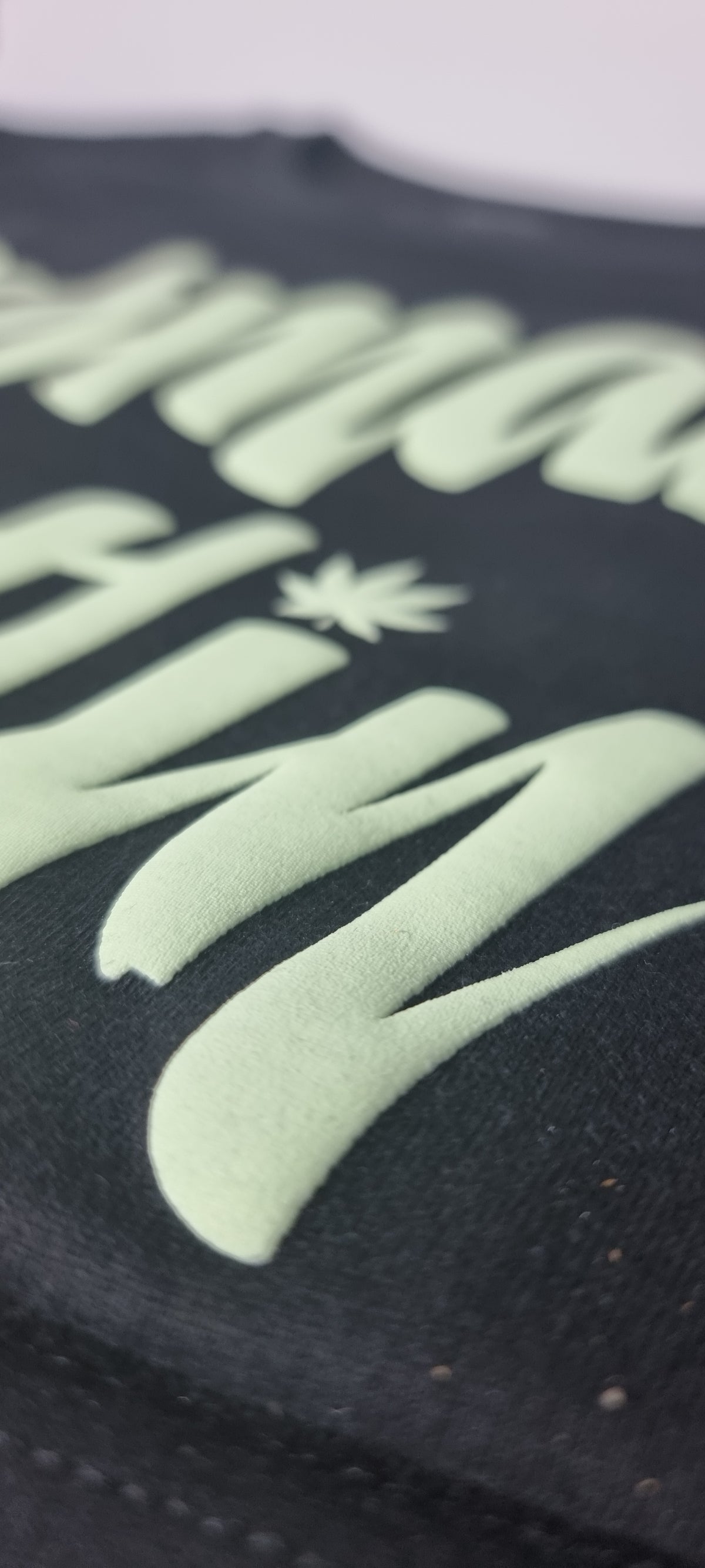 Herbman Hustlin Script Front Print Organic Tee - Black/Glow In The Dark