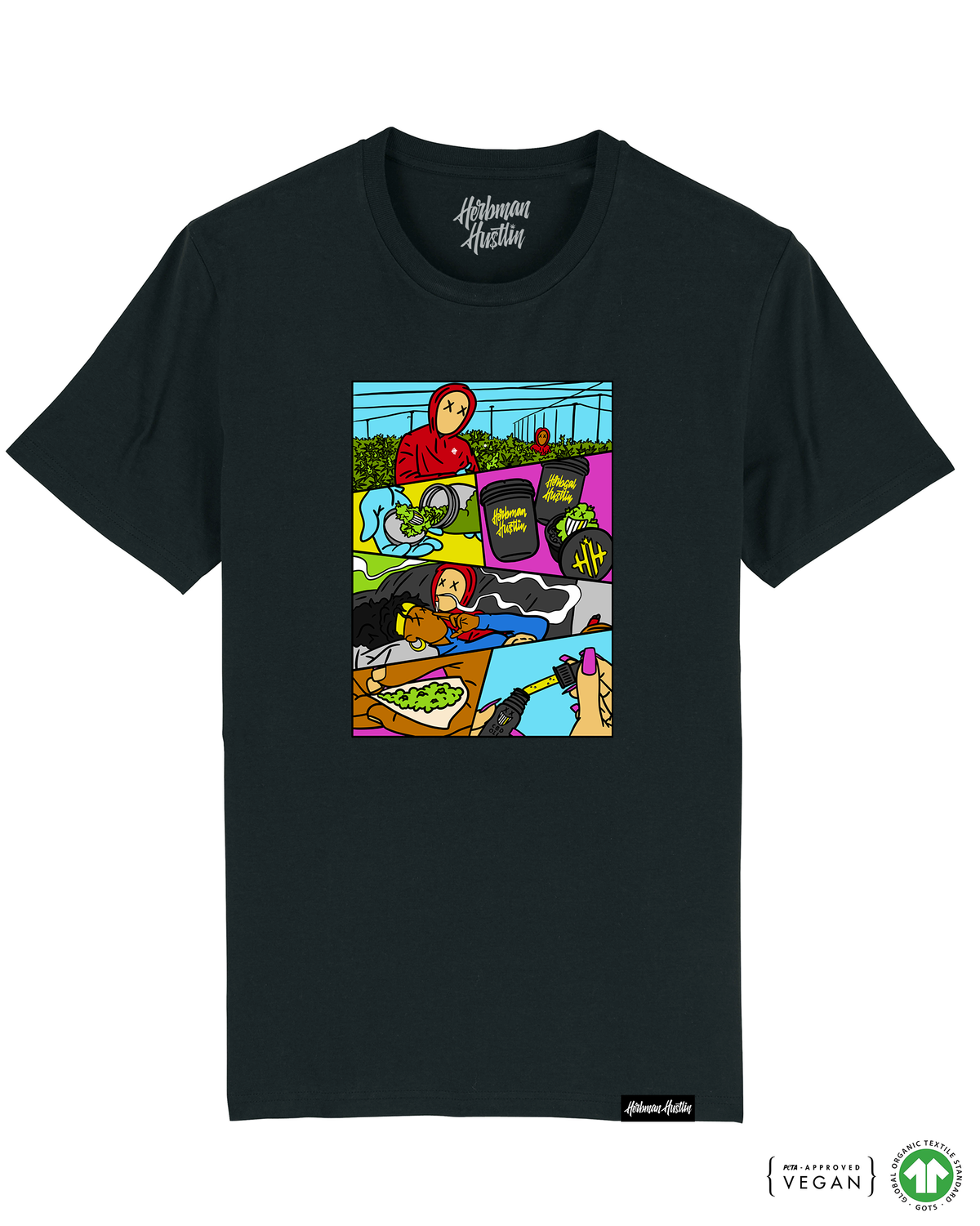Herbman Hustlin X TRAPART Organic Tee- Black/Colour