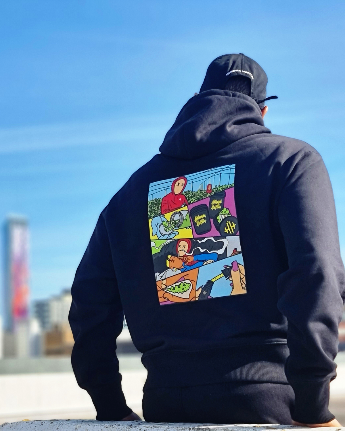 Herbman Hustlin X TRAPART Organic Hoodie- Black/Colour