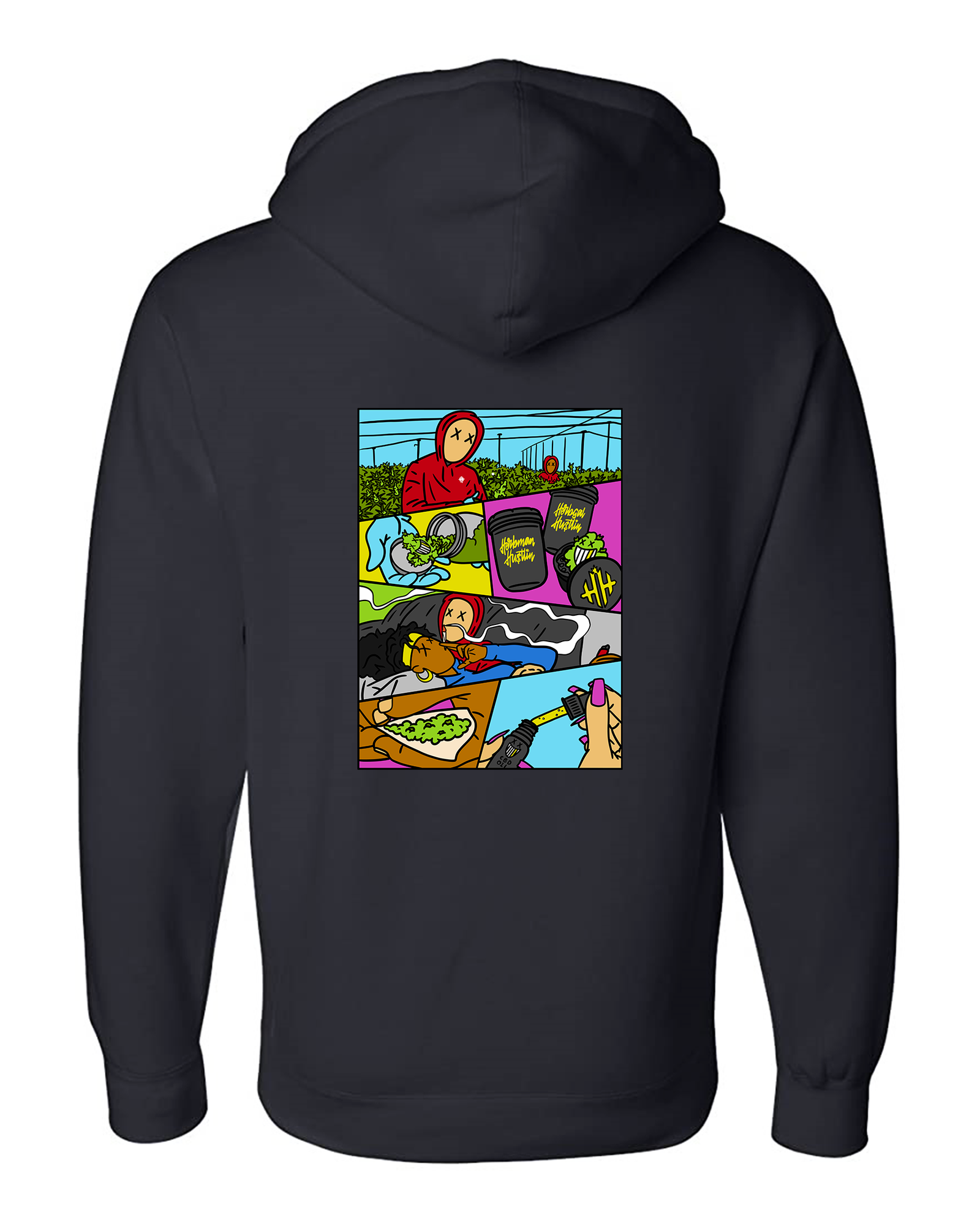 Herbman Hustlin X TRAPART Organic Hoodie- Black/Colour