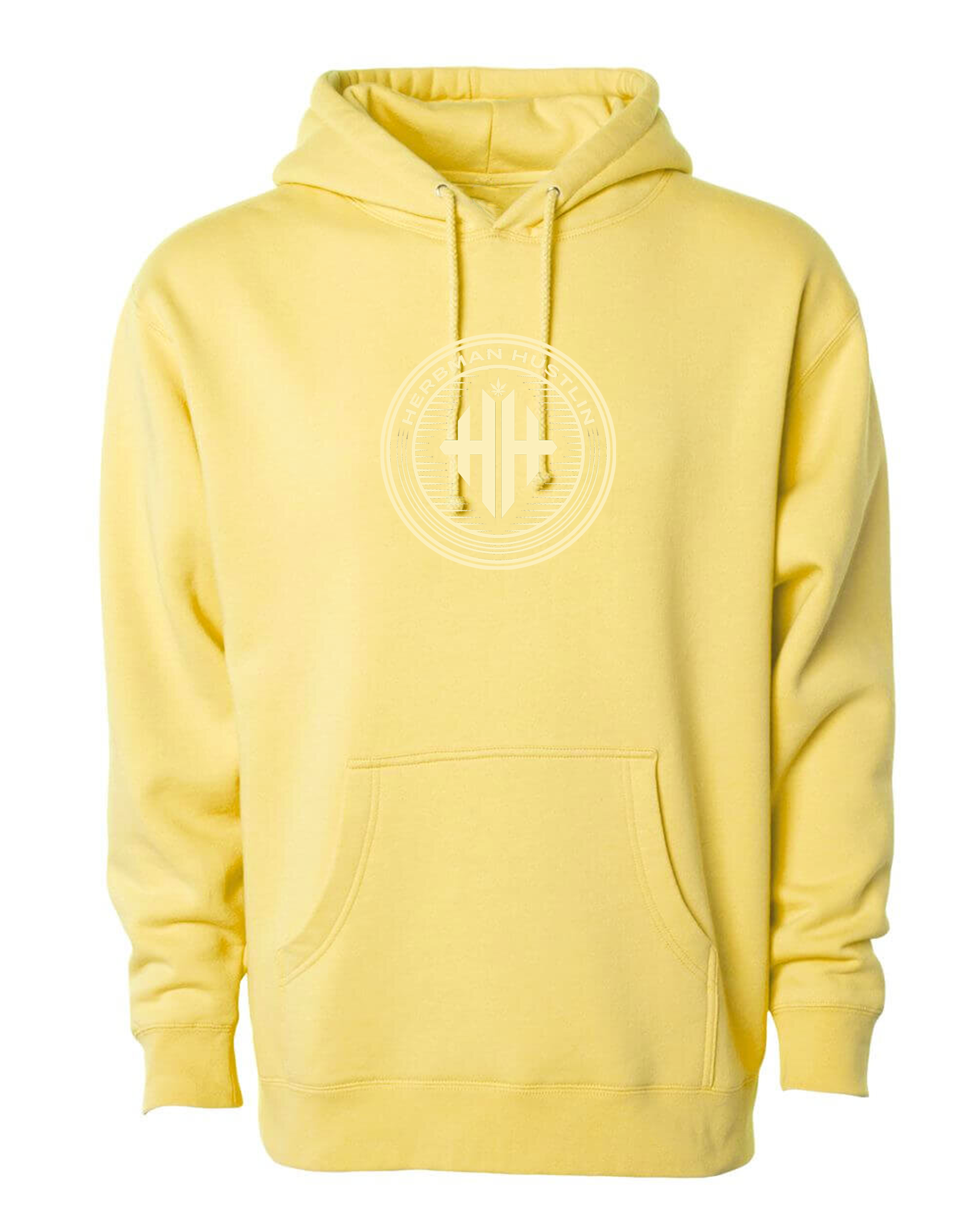 Herbman Hustlin Embroidered Monogram Emblem Hoodie - Lemon/Lemon