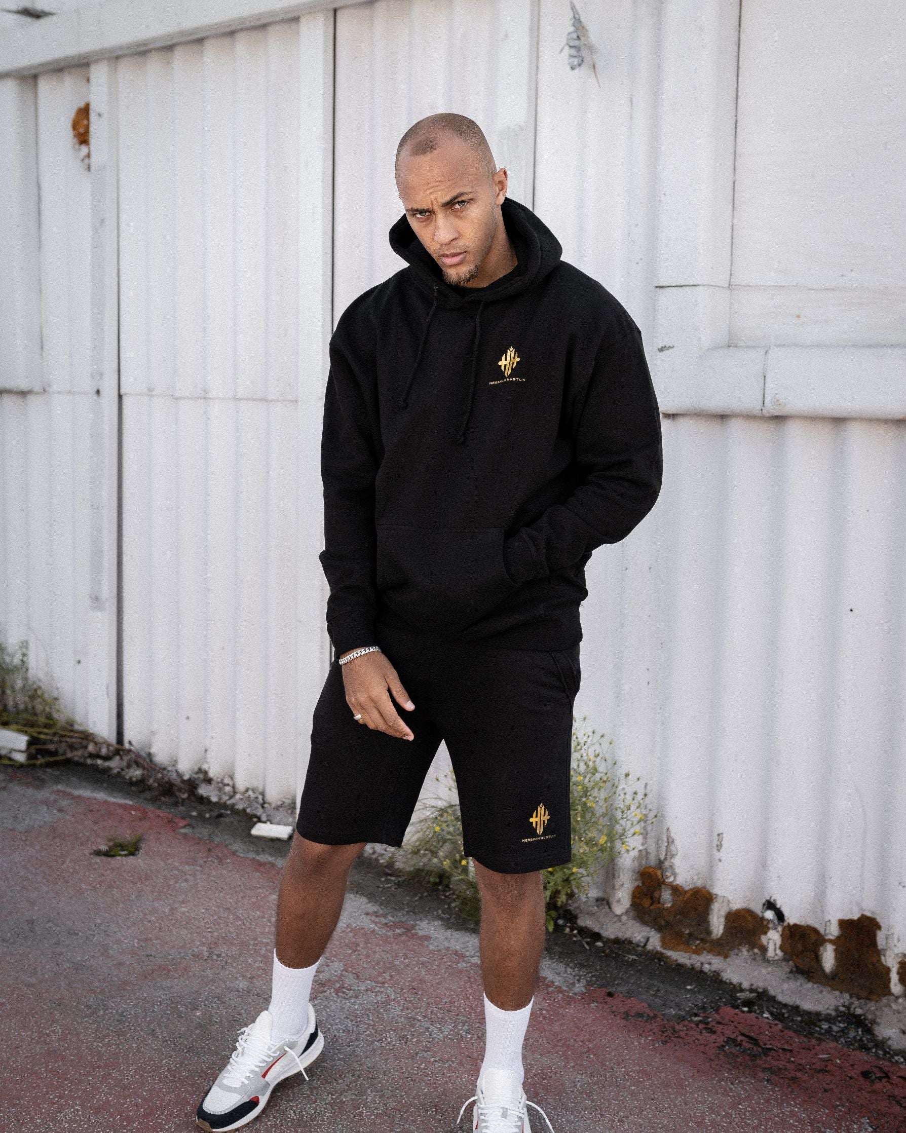 Herbman Hustlin Monogram Shorts - Black/Gold