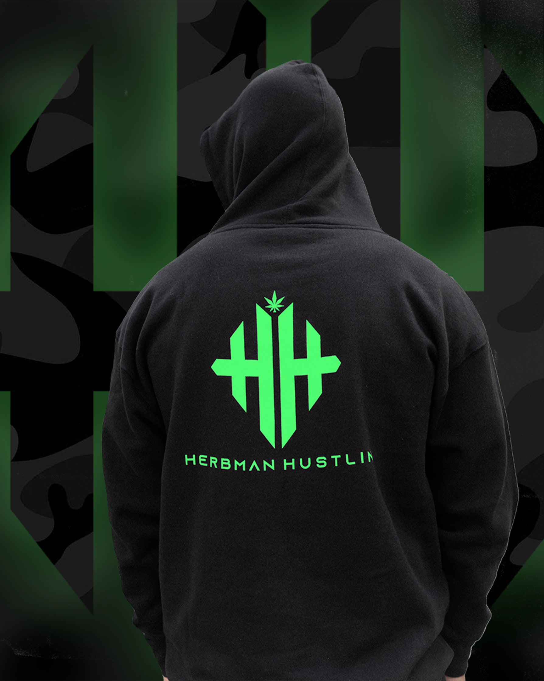 Herbman Hustlin Monogram Tracksuit- Black/Glow in the Dark - Back