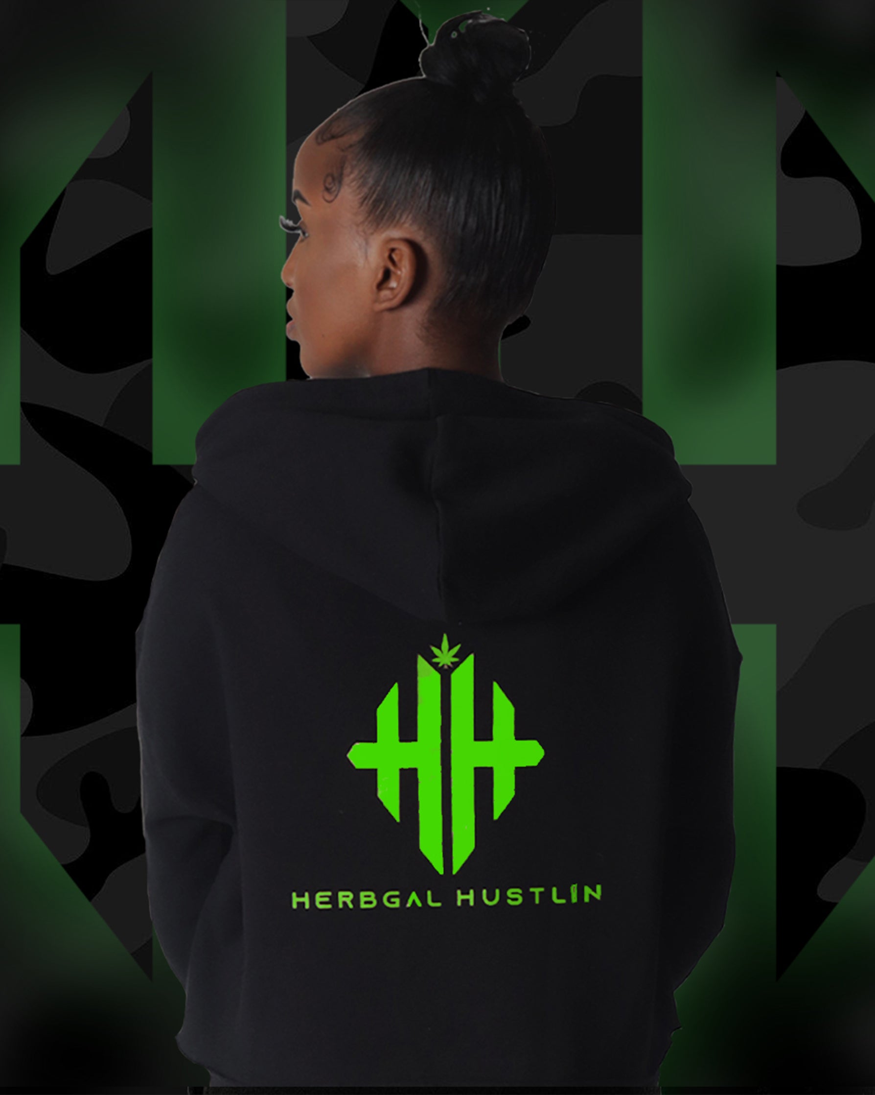 Herbgal Hustlin Monogram Tracksuit Top - Black/Glow in the Dark - Back
