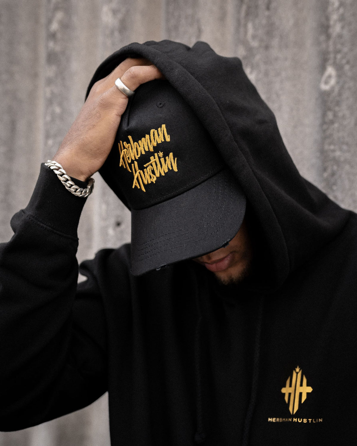 Herbman Hustlin Script Cap - Black/Gold