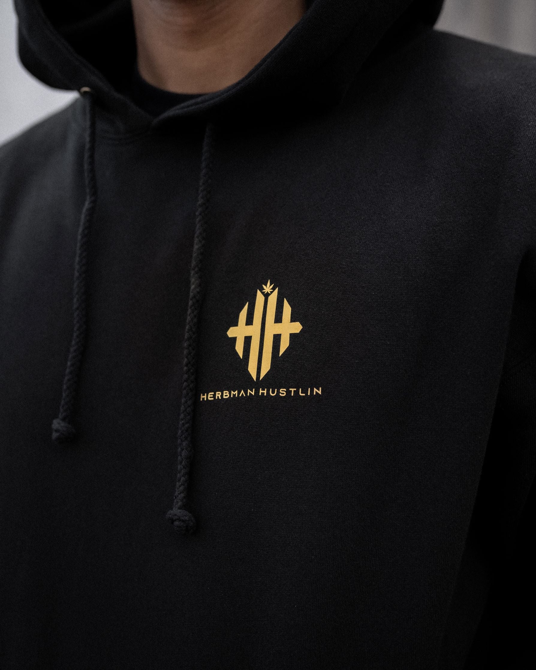 Herbman Hustlin Monogram Hoodie - Black/Gold - Back