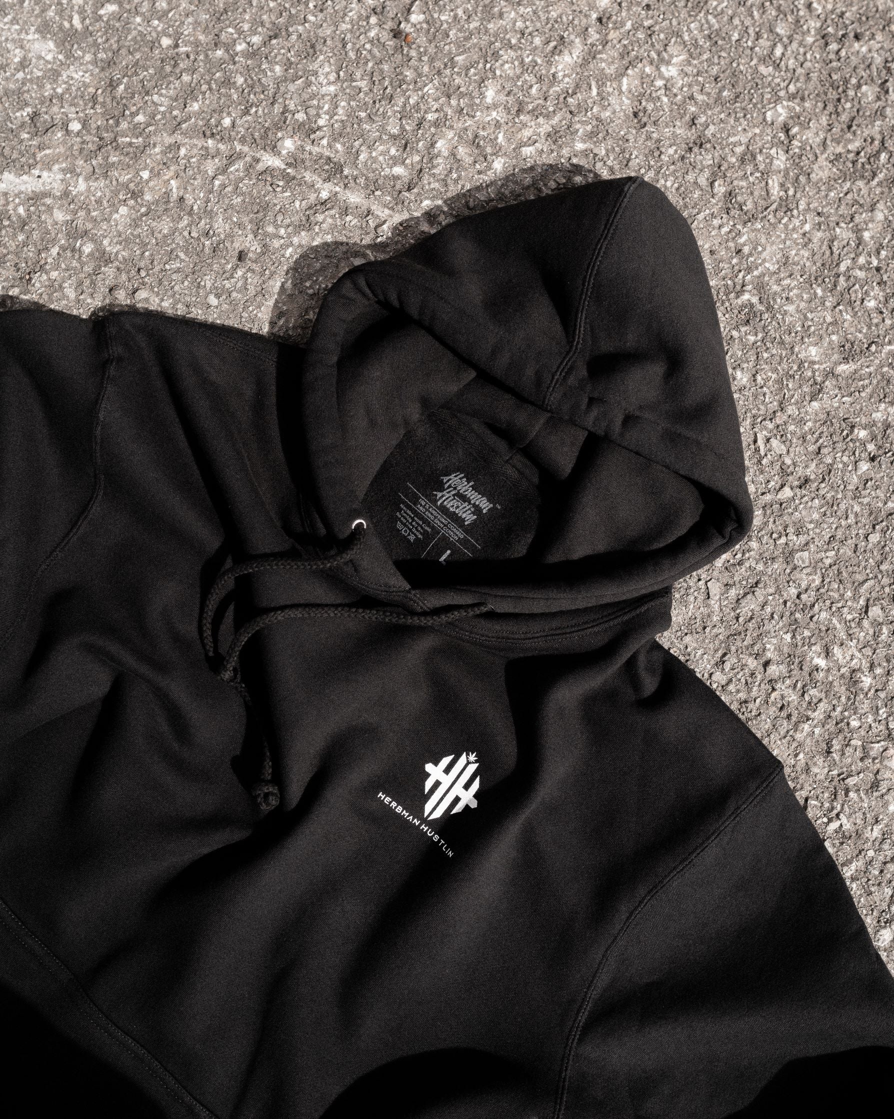 Herbman Hustlin Monogram Hoodie - Black/White - Back