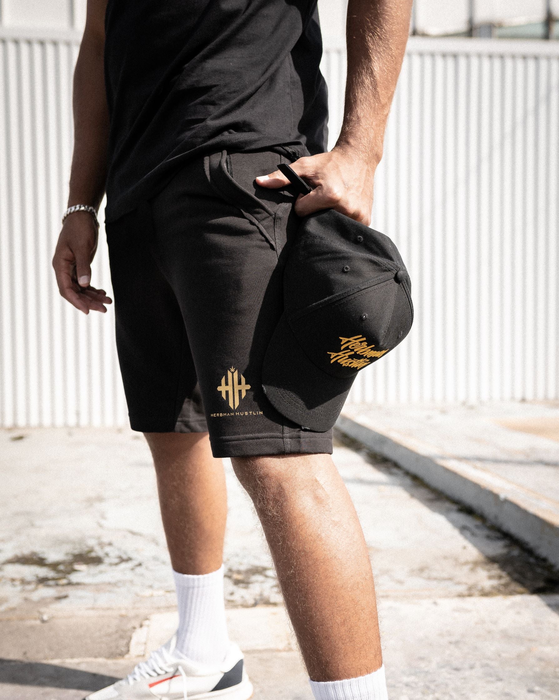 Herbman Hustlin Monogram Shorts - Black/Gold